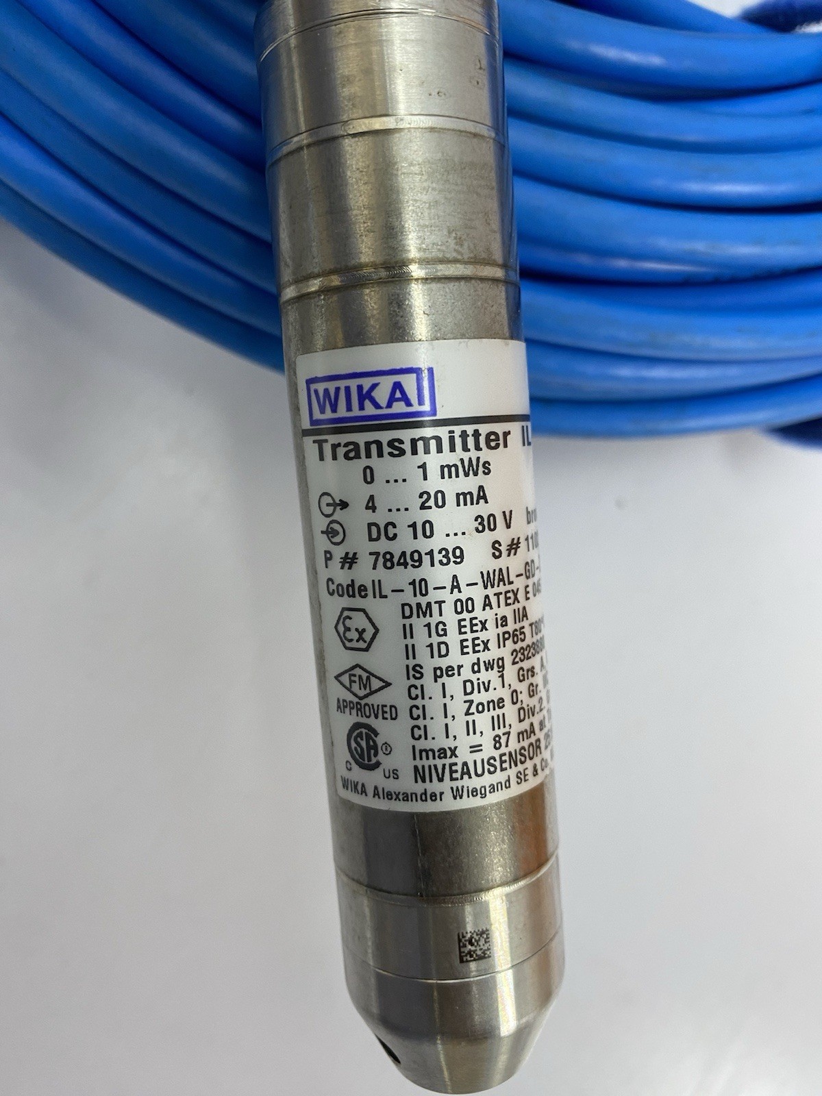 WIKA IL-10 PRESSURE TRANSMITTER IL-10-A-WAL-GD-ZGQ2-ZZZ