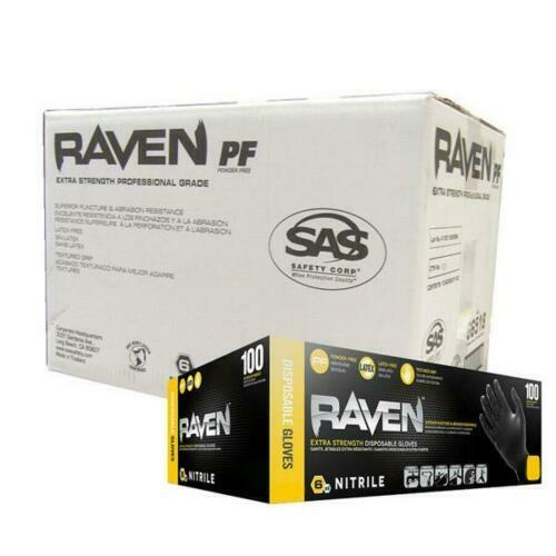 SAS Safety 66518 Raven Powder-Fre​e Black Nitrile 6 Mil Gloves, Large, 30 Pack.
