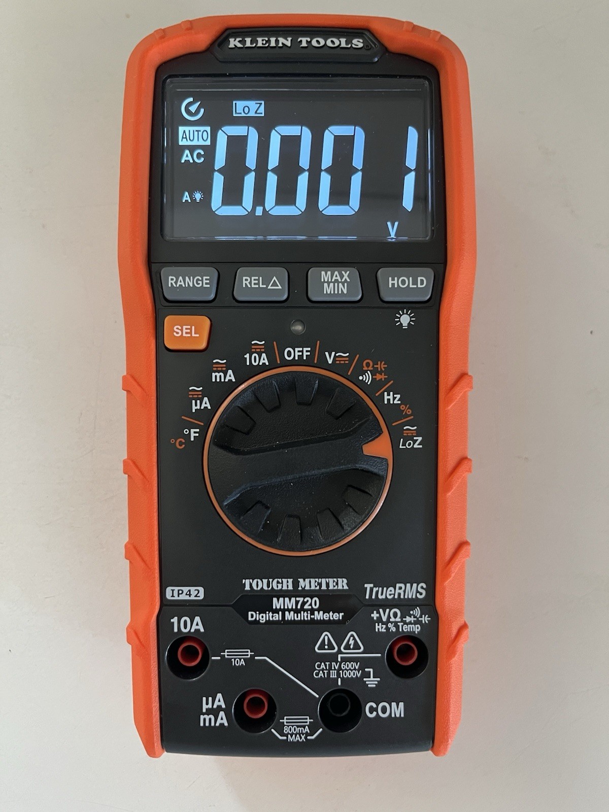 Klein Tools 1000-Volt Digital Multi-Meter, TRMS Auto-Ranging, Temp Model #MM720