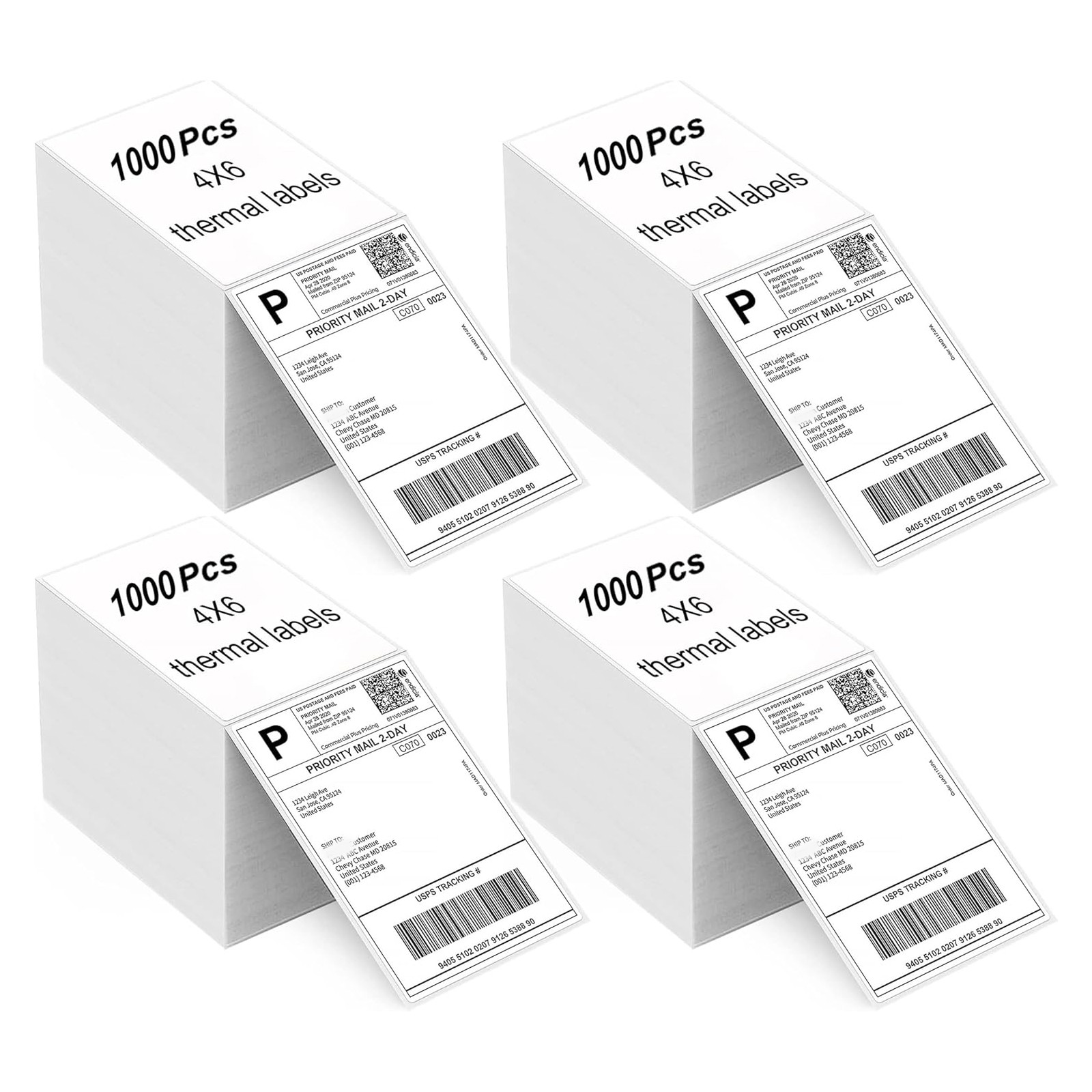 4″x6″ Fanfold Direct Thermal Shipping Labels for Zebra and Rollo Printers US
