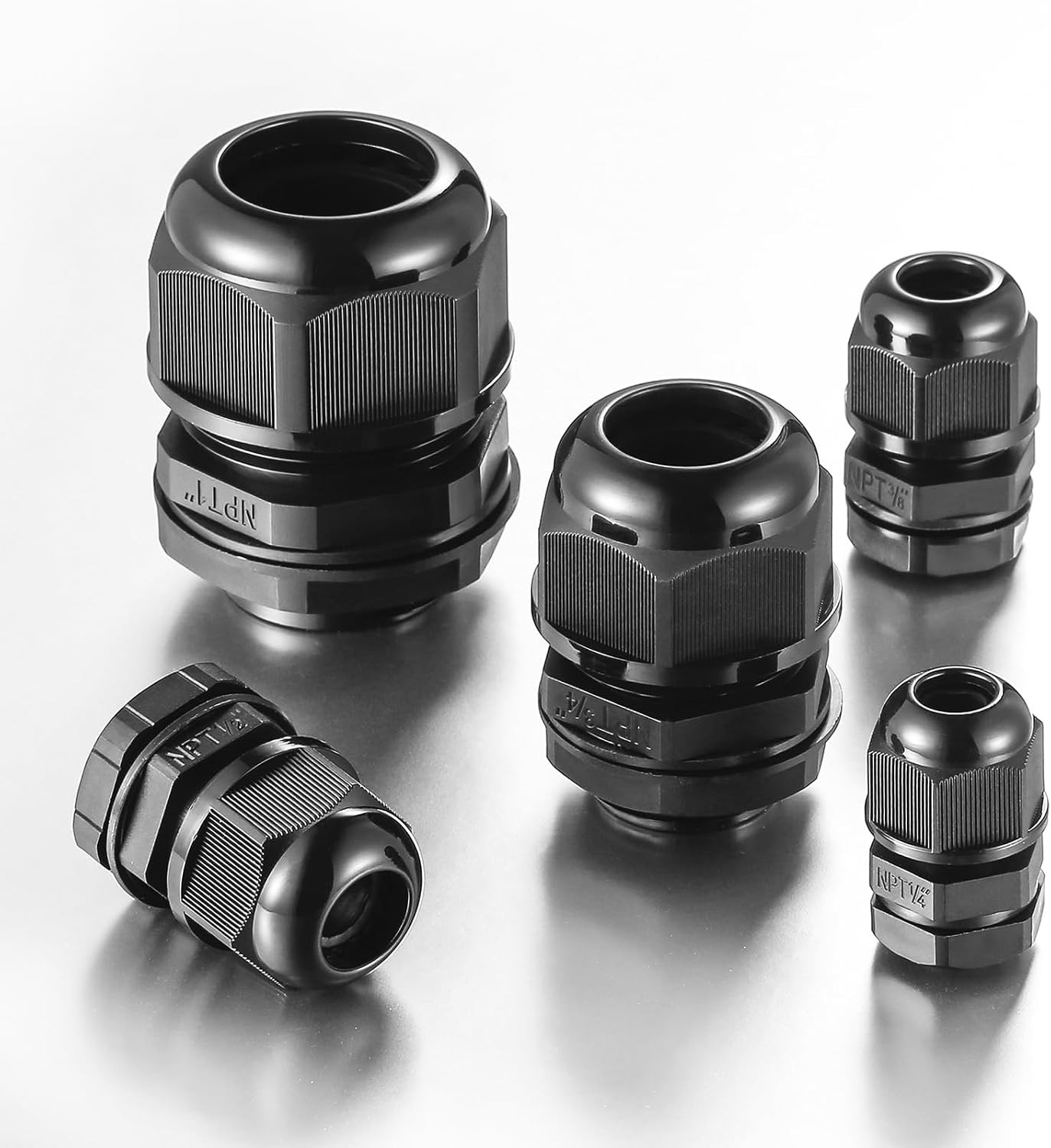 4 Pcs 1″17-25mm NPT Nylon Cable Gland Joints with Gaskets, Adjustable Lock N…