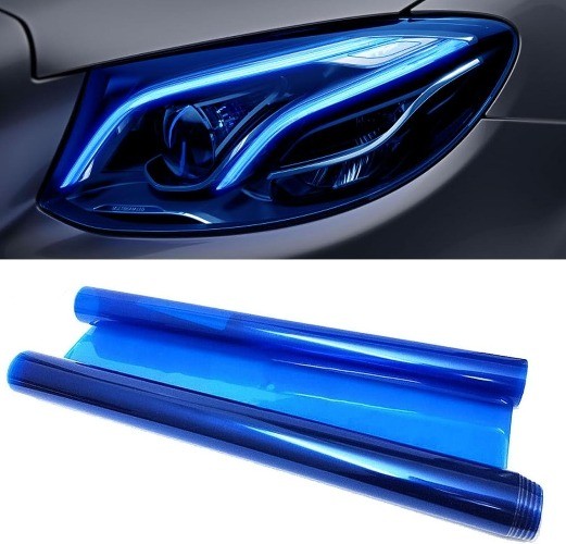 Blue Self-Adhesive Vinyl Tint Film for Car Taillight Headlight Fog Color: Blue