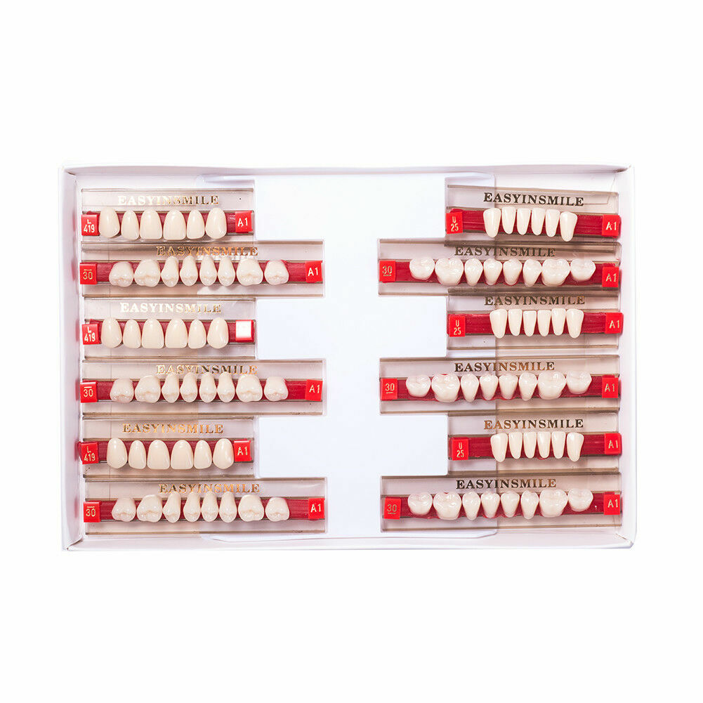 Dental Acrylic Resin Denture False Teeth Anterior DIY Lab A1/A2/A3 U/LFull size