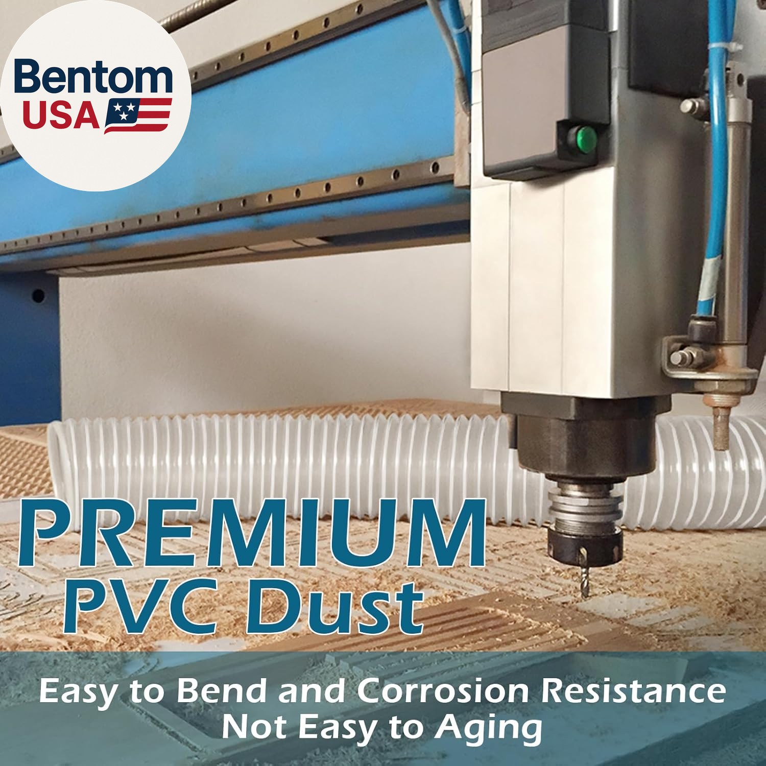 2-1/2″ X 10′ Heavy-Duty PVC Dust Collection Hose, Puncture-Resistant, Flexible C