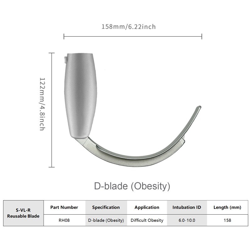 (US delivery)Vide Laryngoscope Reusable blades(Miller0/1/MAC1/2/3/4/D-blade)