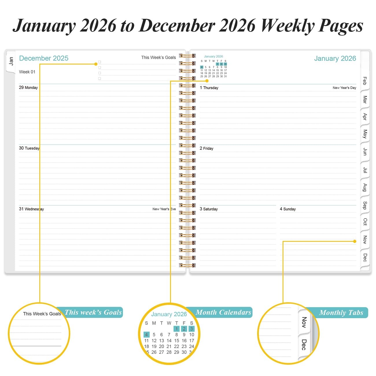 2026 Planner – Planner 2026 from January 2026 to December 2026 with 12 Monthl…