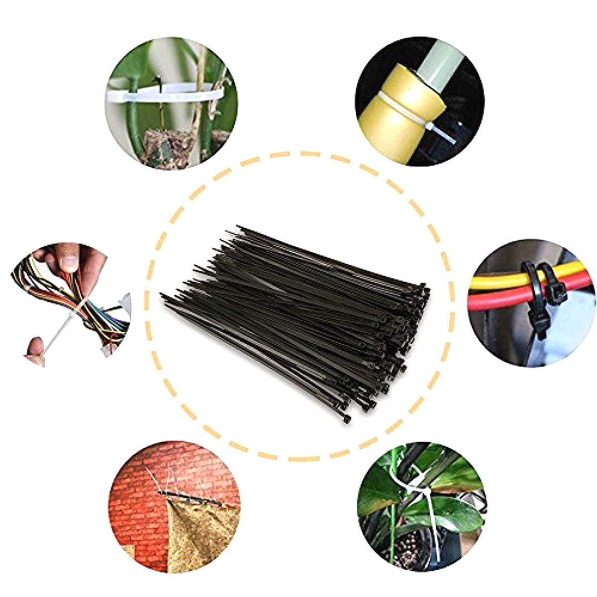 (4″ 6″ 8″ 12″ 15″ 18″) Black Zip Ties Heavy Duty Nylon UV Resistant UL Bulk LOT