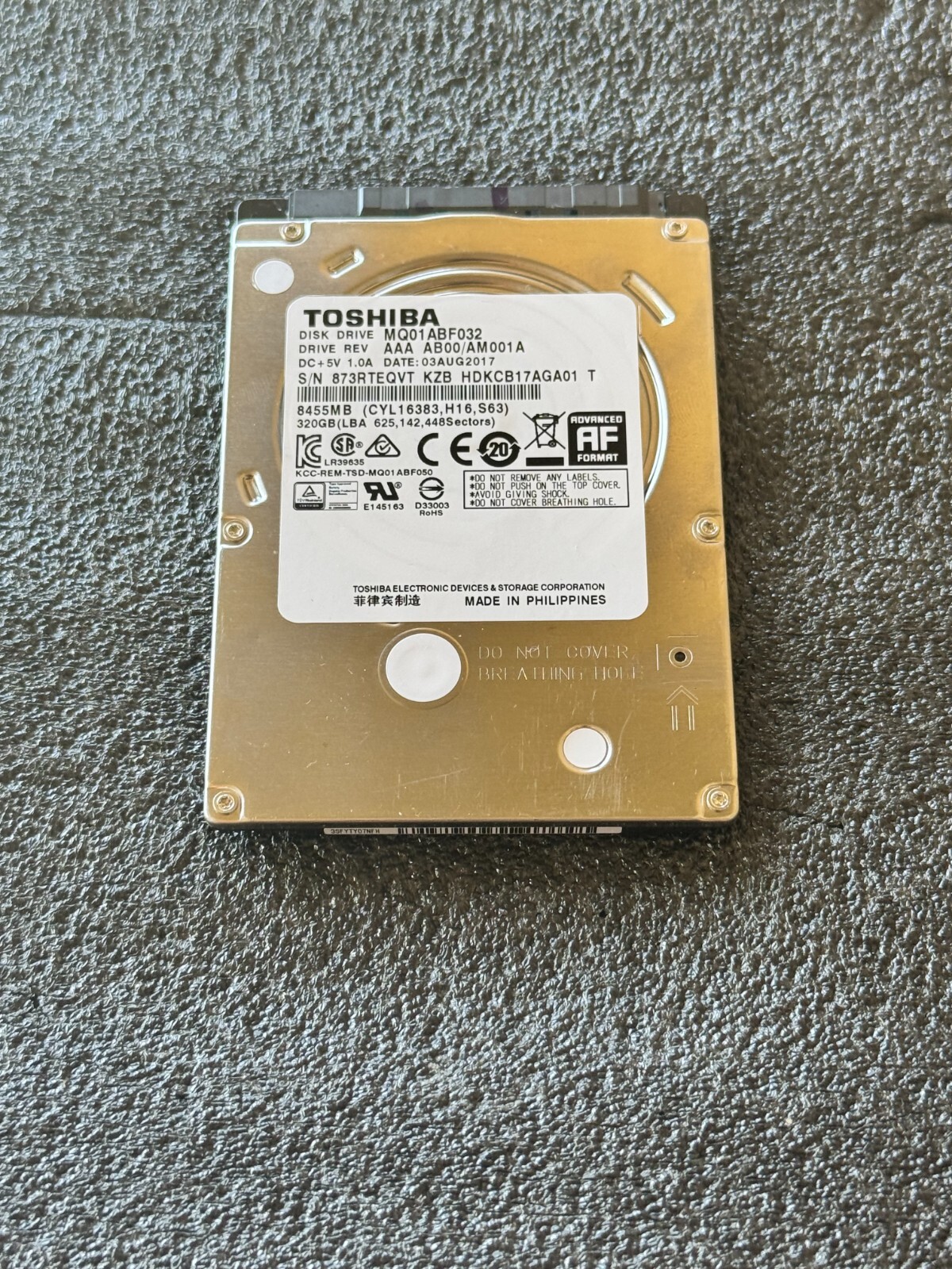 Genuine Ricoh 320GB 2.5 Hard Drive HDD W. Firmware MP C4503 C5503 C6003 D1425765