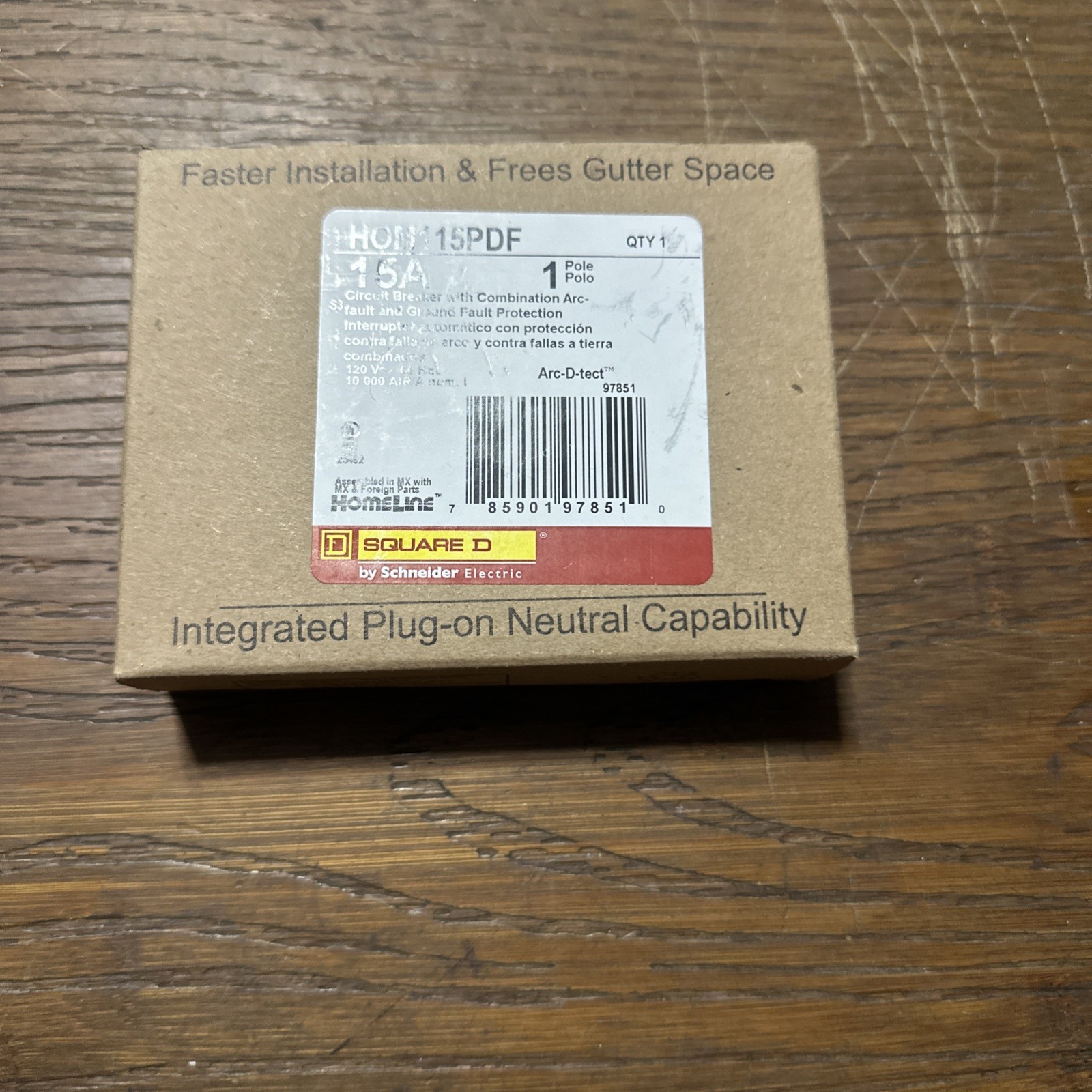 SQUARE D HOMELINE HOM115PDF CIRCUIT BREAKER AFCI GFCI DUAL FUNCTION 1P 15 AMP