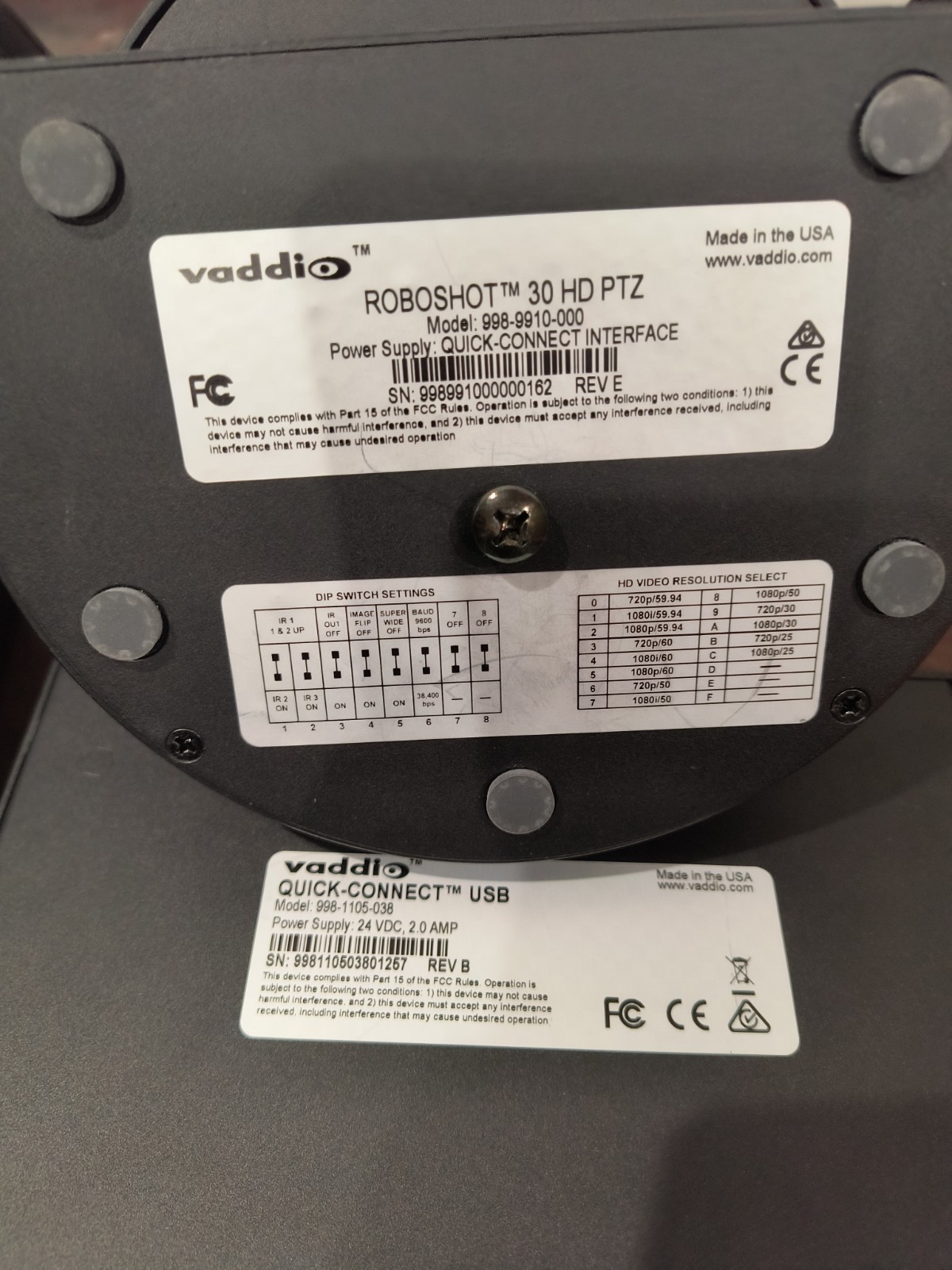 Vaddio ROBOSHOT 30 HDBT Camera PTZ 998-9910-000 with OneLink HDMI Box & Remote