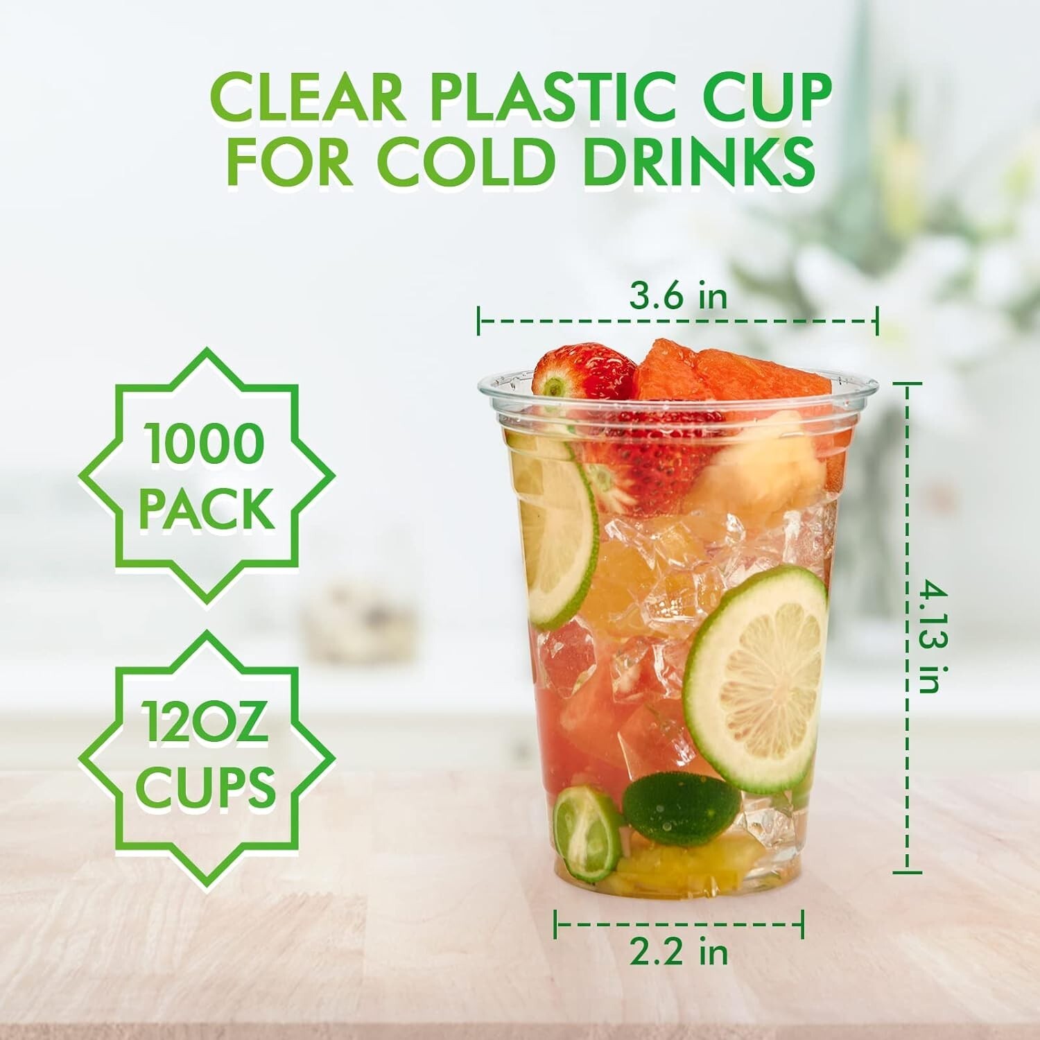 12 oz PET Plastic Cold Cups (98mm) – 1,000 CT