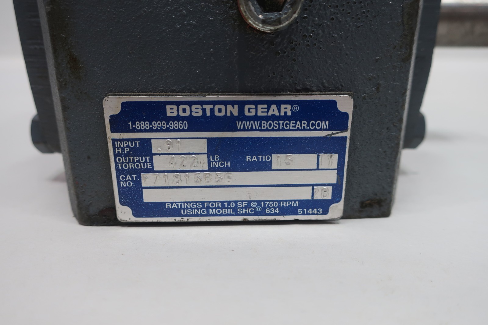 Boston Gear F71815B5G Right Angle Gear Reducer 56c 5/8in 7/8in 0.91hp 15:1