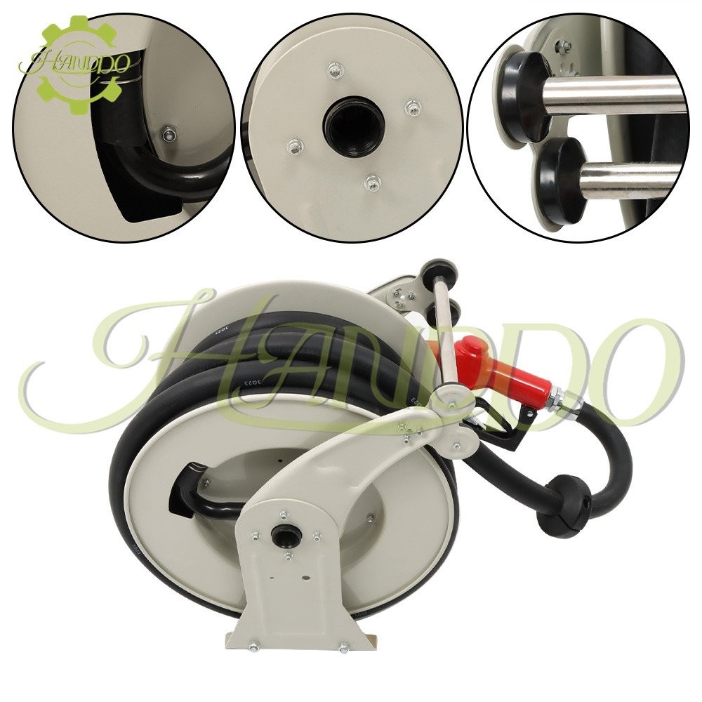 1″ × 50FT Diesel Hose Reel Fuel Hose Reel with Fueling Nozzle Retractable 300PSI