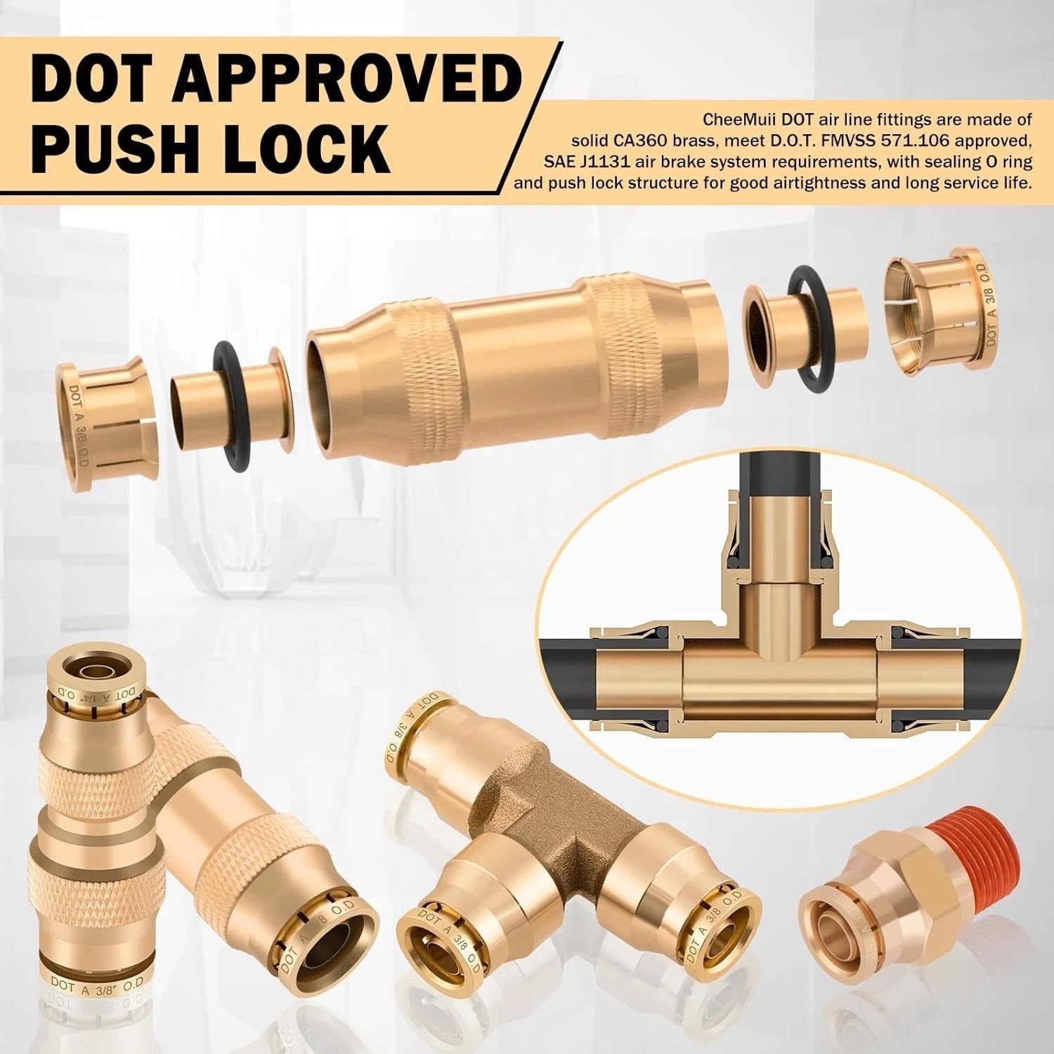 Complete 136 PCS Brass DOT Air Line Fittings – Quick Connect