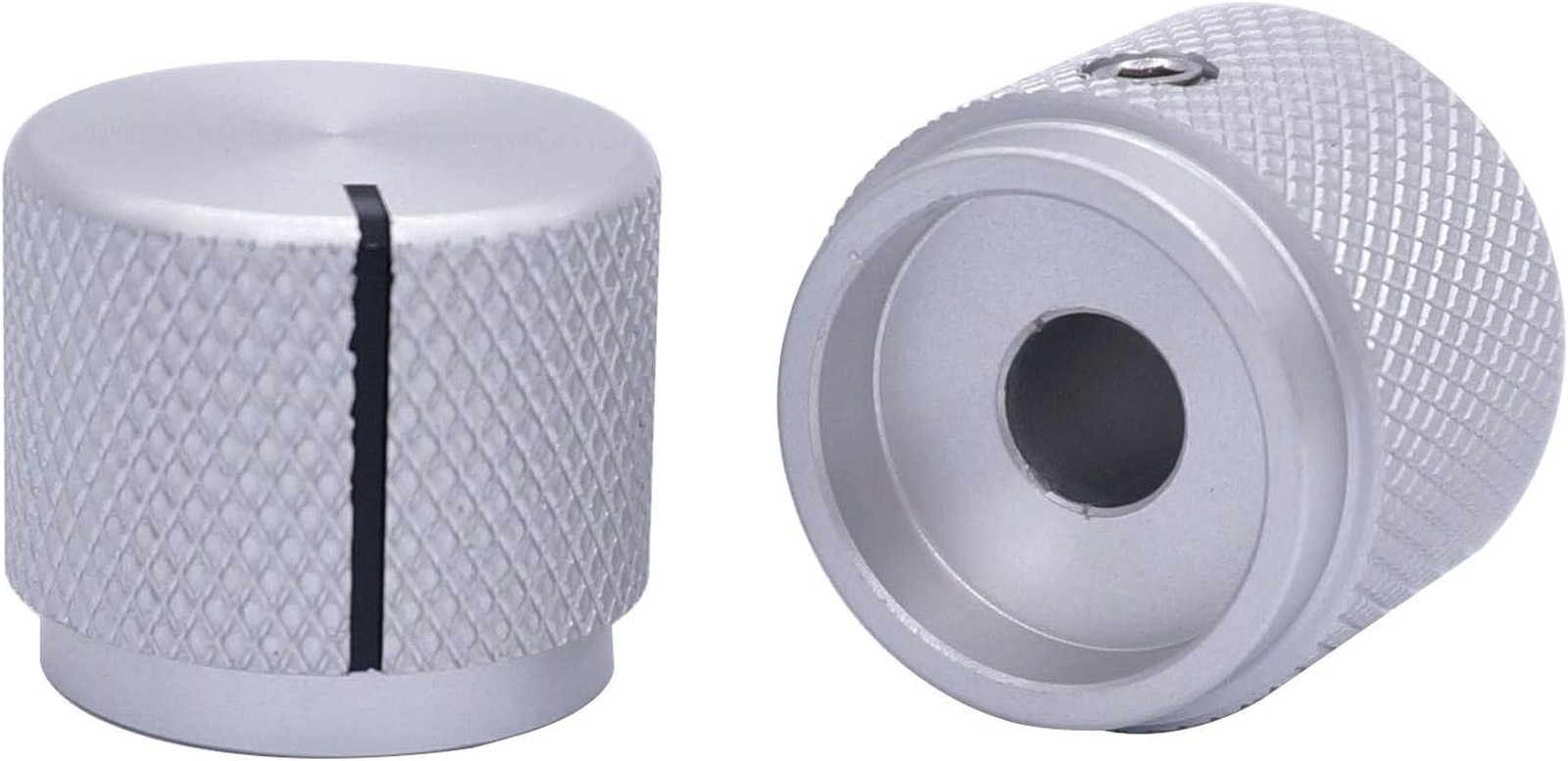 2Pcs Silver Aluminum Rotary Electronic Control Potentiometer Knob for 6Mm Shaft,