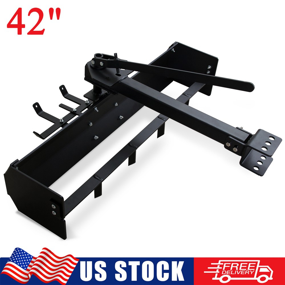 42″ Tow Behind Box Scraper Lawn Tractor Attachment w/ Steel Box Blade Hitch Tow