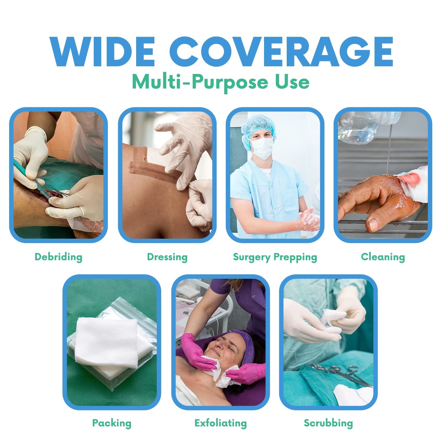 Gauze Pads 2″x2″ 200Pack, 4Ply NonWoven Sponges NonSterile, AllPurpose Denta…