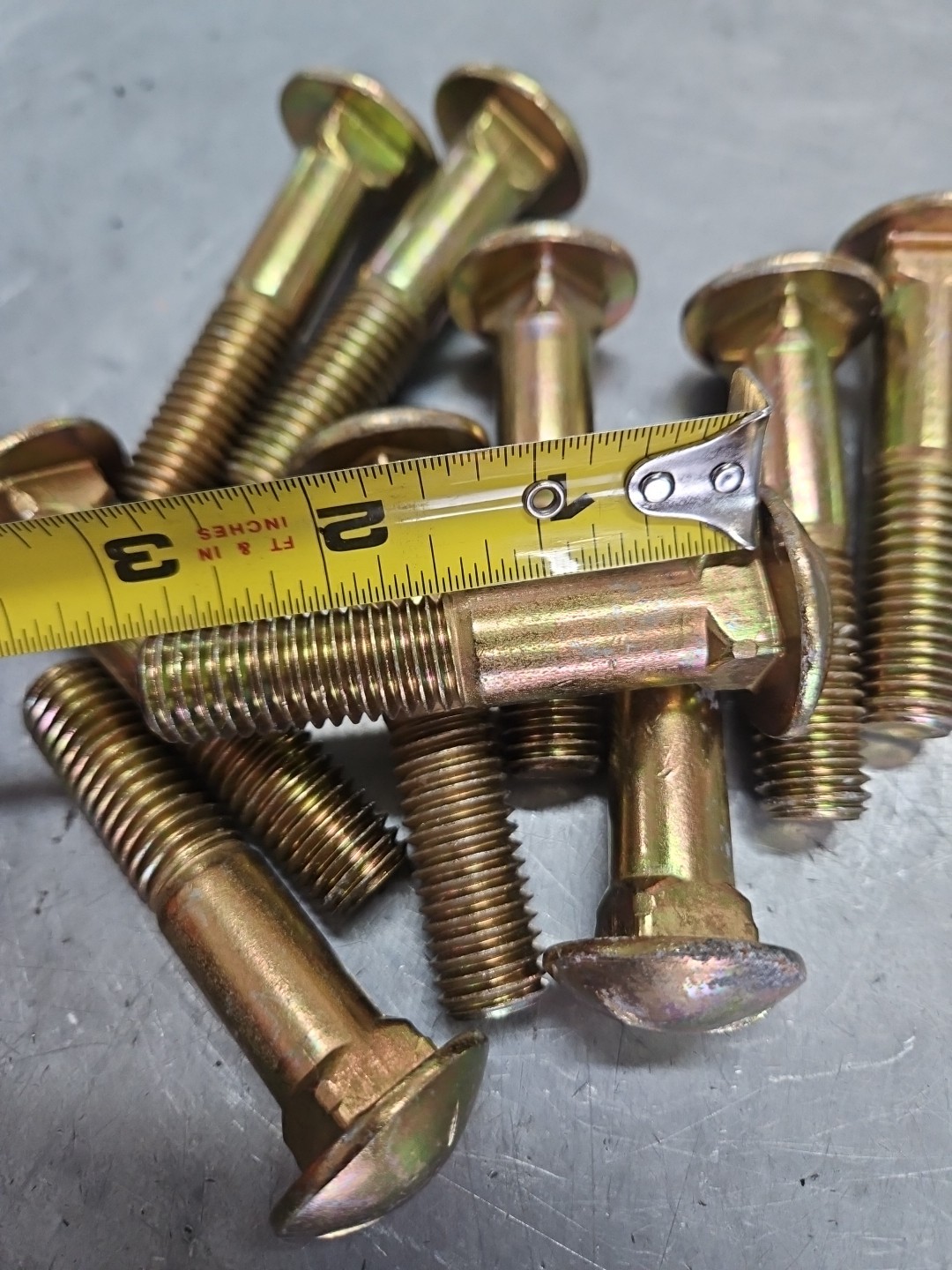 5/8″-11 x 3″ (PT) Coarse Thread Grade 5 Carriage Bolt Yellow Zinc Plated(10)