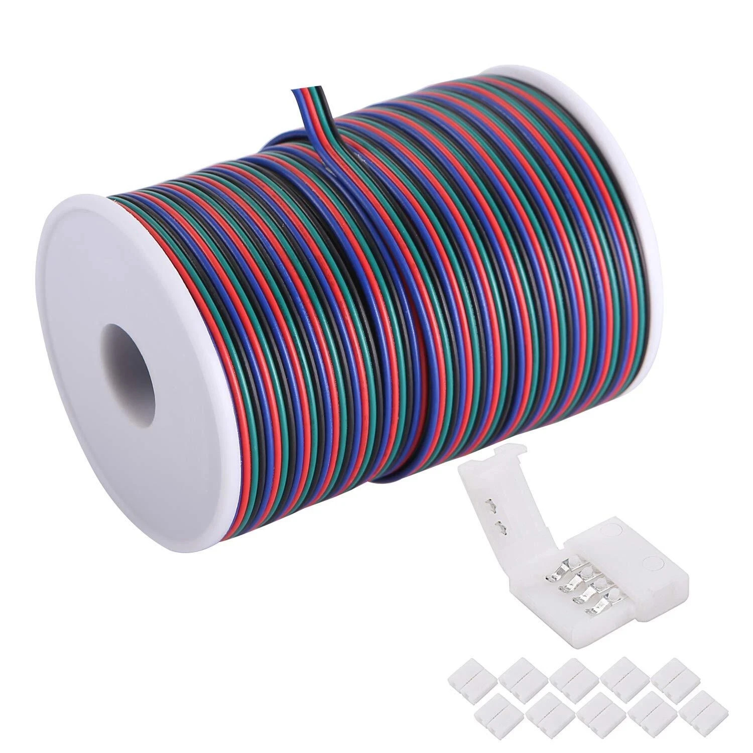 100ft30.5m 22 Awg 4pin Rgb Wire Extension Cable With Spool Led Lights Wires St
