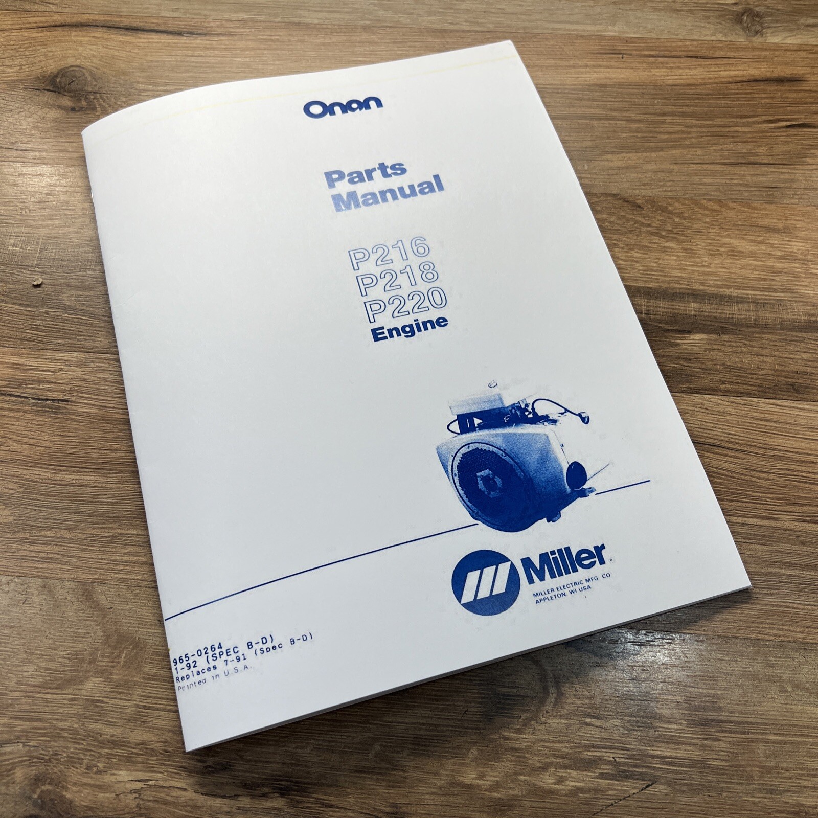 Onan P216 P218 P220 Engine Parts Manual Catalog Exploded Views For Assembly