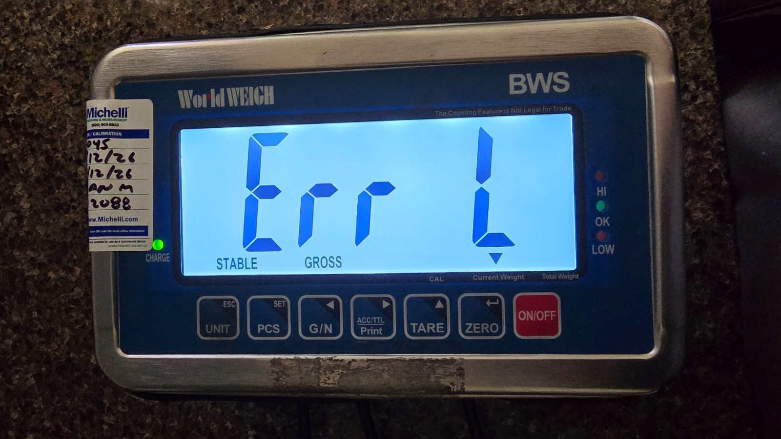 WorldWEIGH BWS Weight Indicator LCD Display B-Tek Stainless Steel Lbs Kg Check