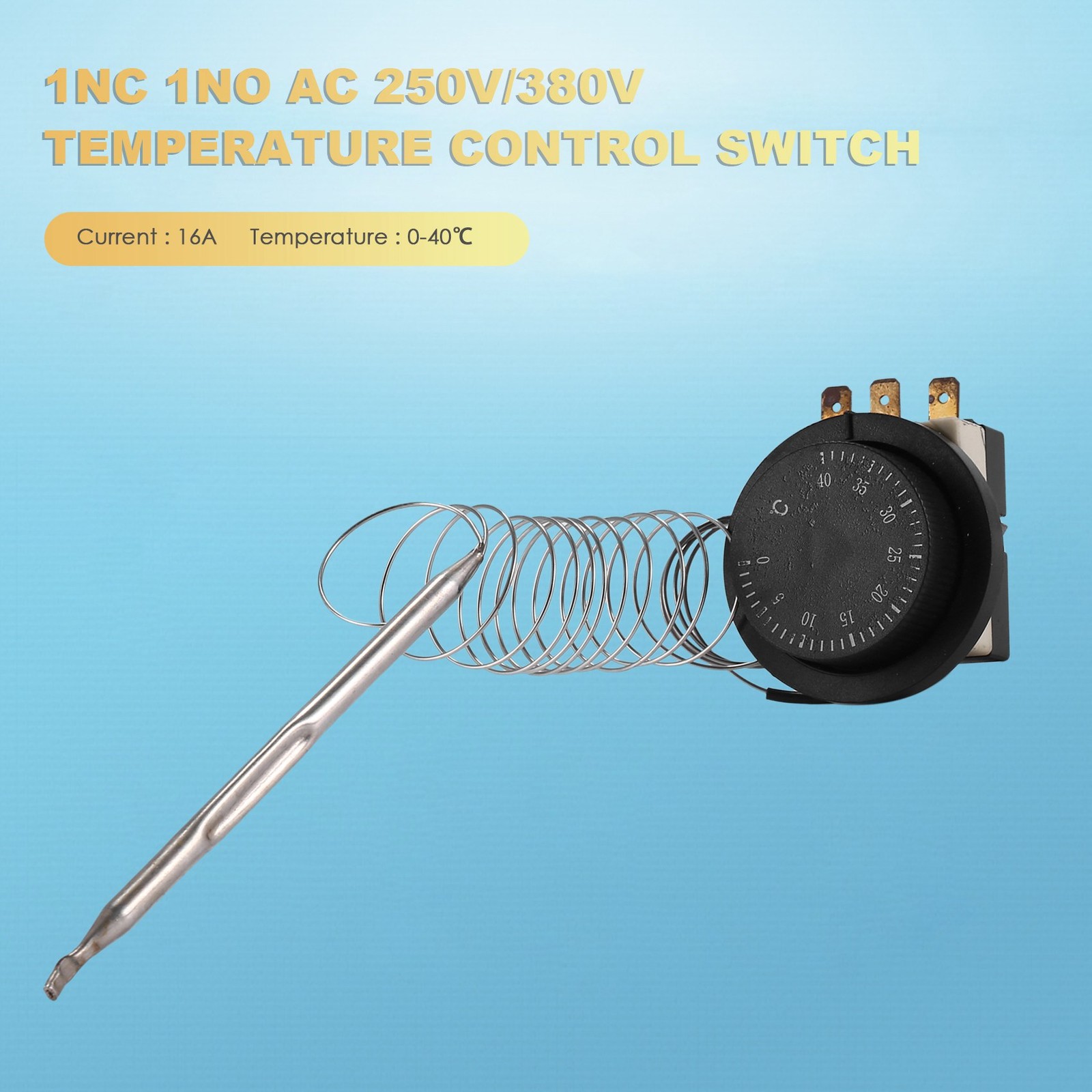 1NC 1NO AC 250V/380V 16A 0-40C Temperature Control Capillary Thermostat T4E6