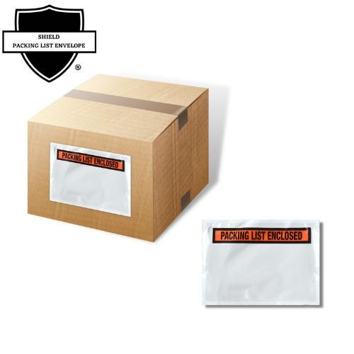 Panel Face Packing List Envelopes, 4.5″x5.5″ 2000 Pcs, Side Load, Orange & Black