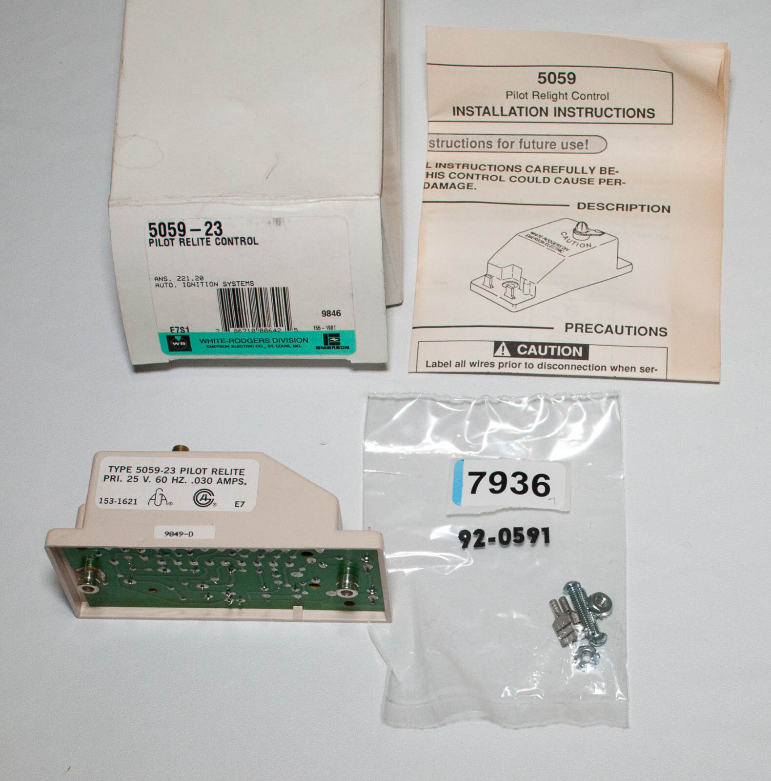White Rodgers 5059-23 Pilot Relite Control