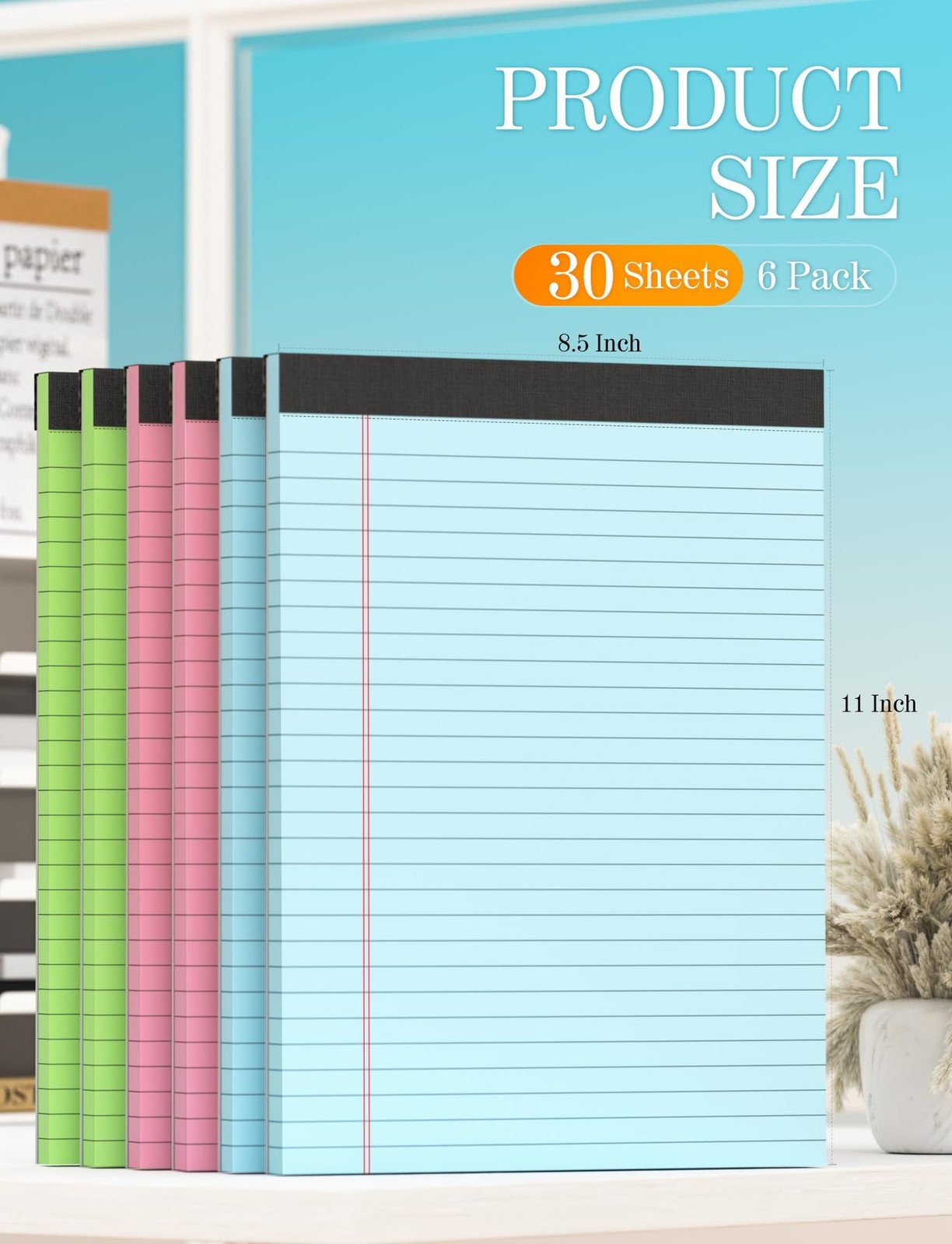 6 Pack Legal Pads 8.5 x 11, Colored Legal Pads Wide Ruled, Colored Note Pads …