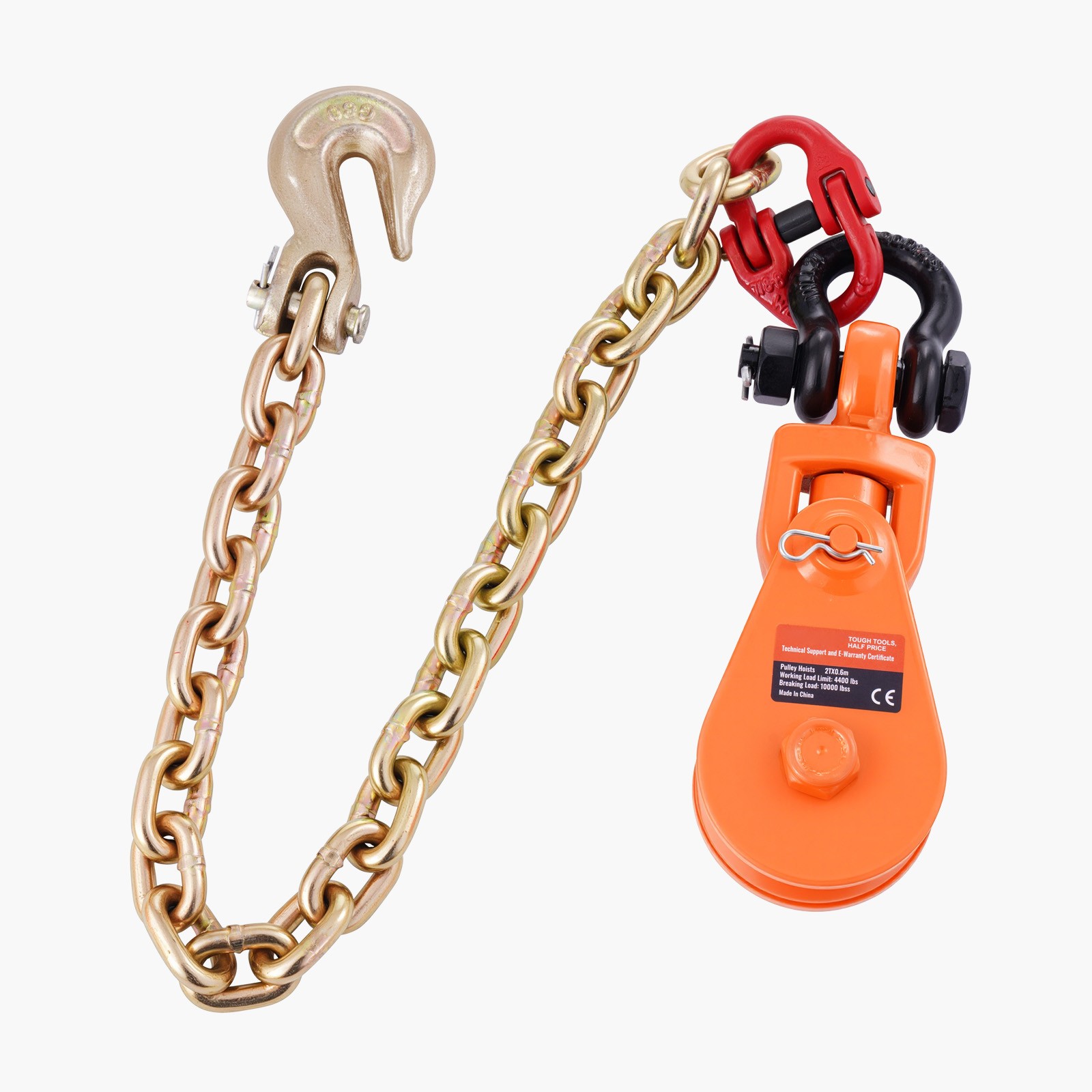 2 Ton 3″ Snatch Block with Chain Flatbed Tow Truck Rollback Car Carrier Cable