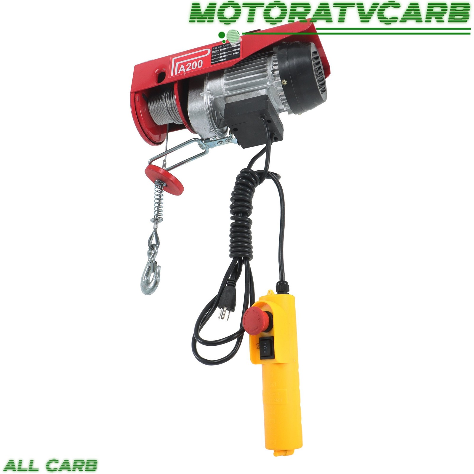 ALL-CARB 440lbs / 200kg Mini Electric Hoist 6.6 ft Wired Remote Control 110V