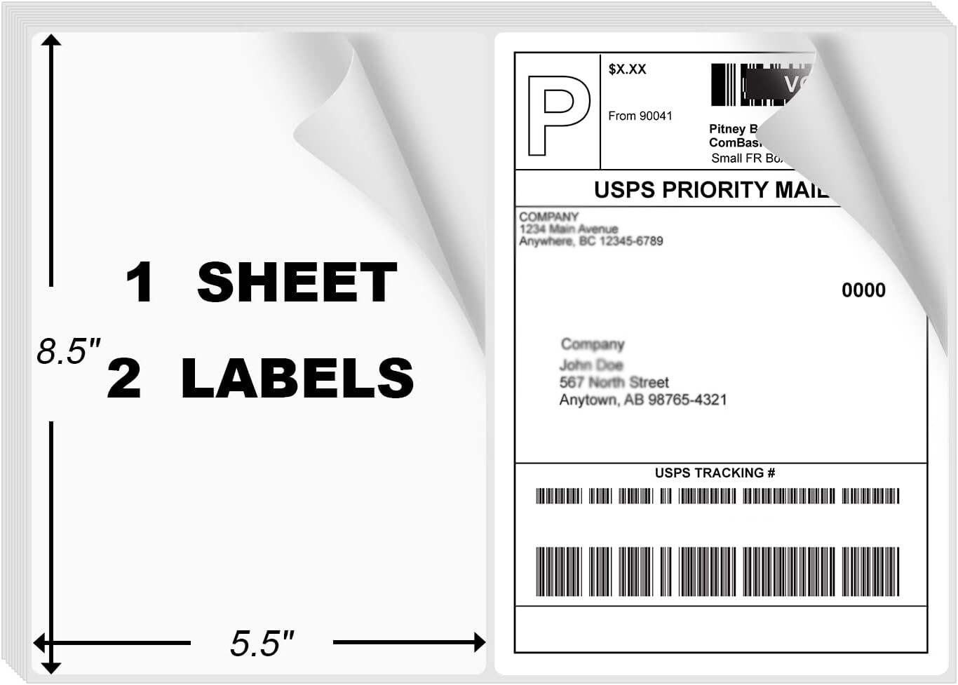 200-10000 Premium 8.5×5.5 Round Corner Shipping Labels Half Sheet Self Adhesive