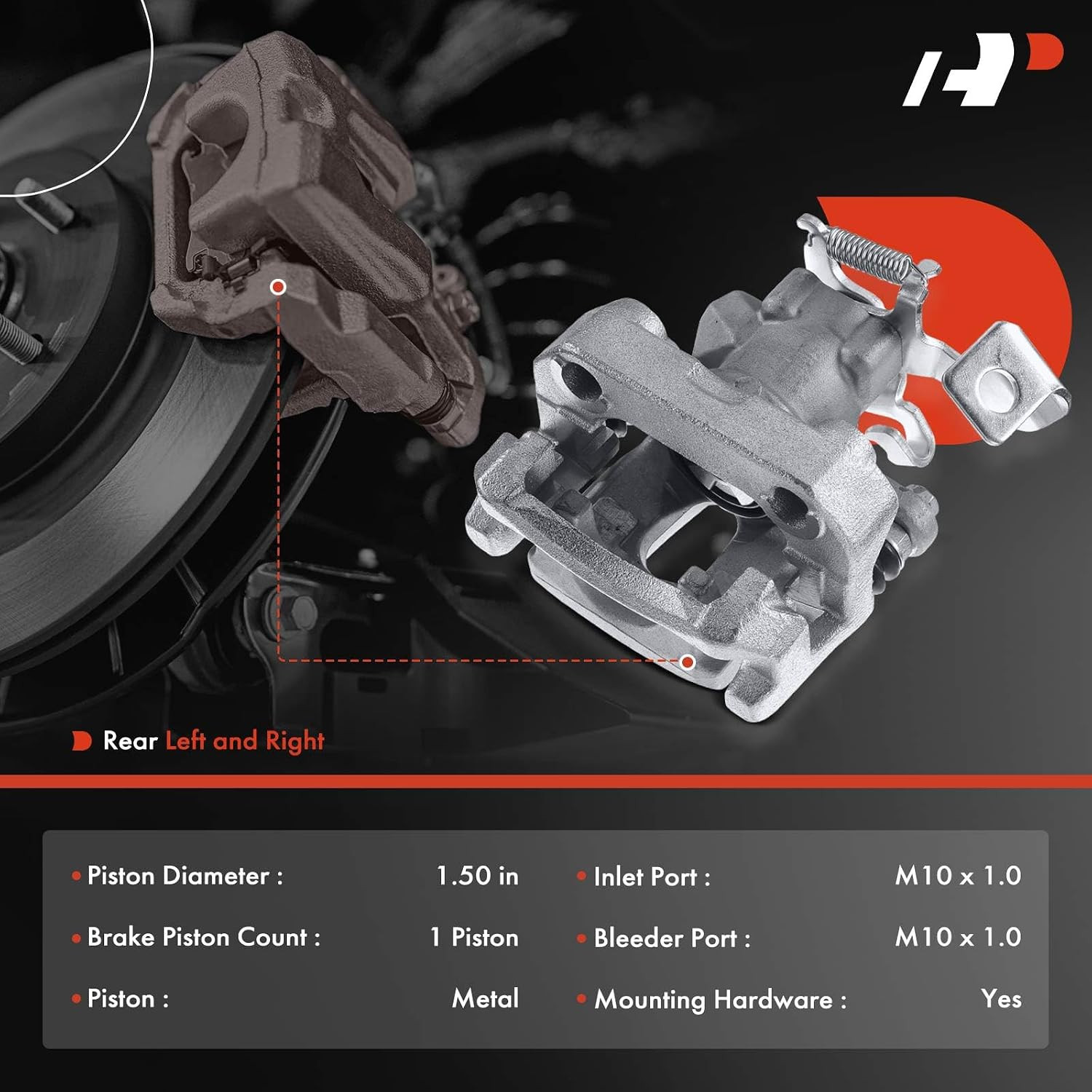 2010-2015 Toyota Prius Plug-In L4 1.8L Rear Brake Caliper Assembly Bracket Pair
