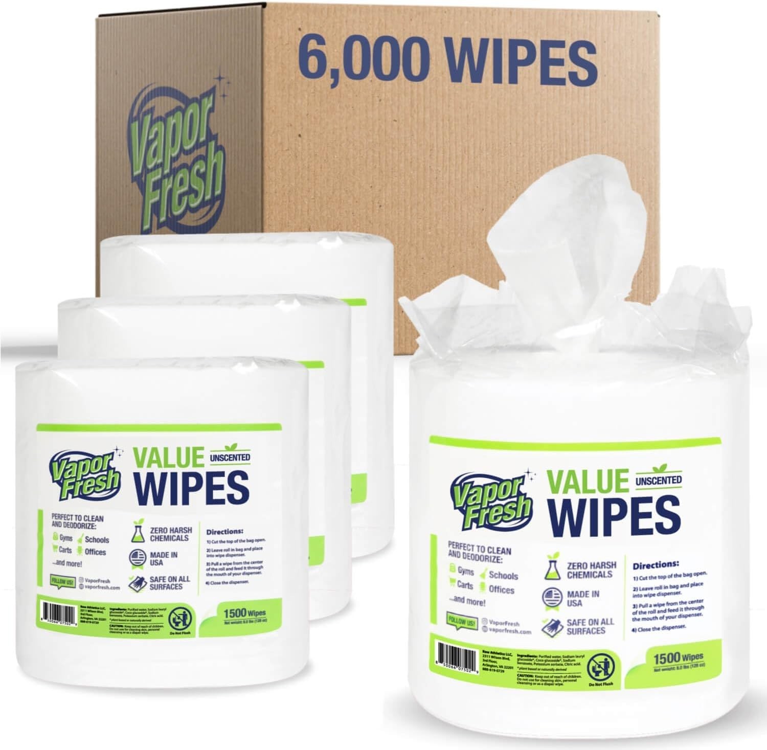 Value Wipes – 1,500 Count x 4 Rolls 6,000 Total Wipes Plant Powered Commercia…