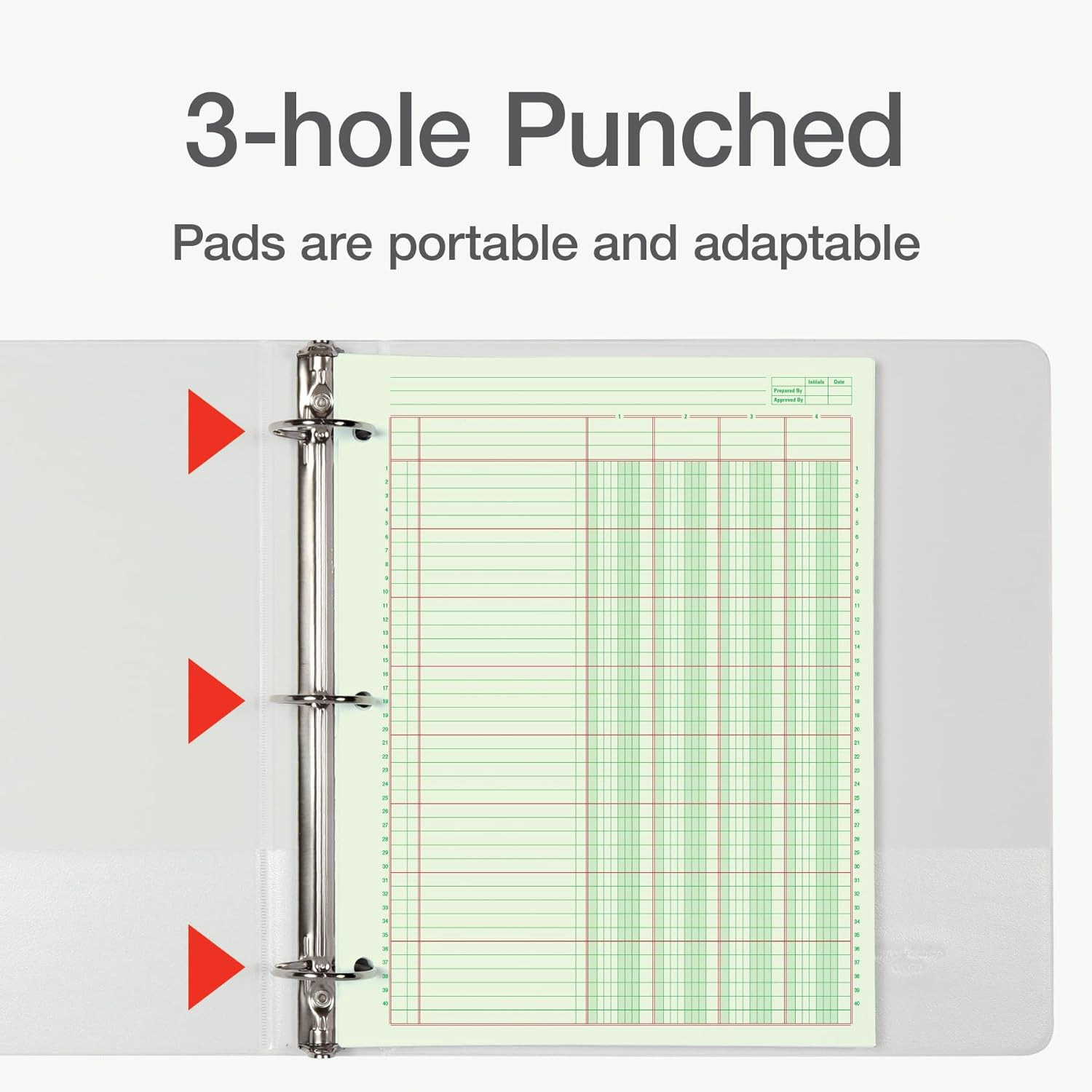 Columnar Analysis Pad, 4 Column Ledger, 8.5″ X 11″, 100 Pages (50 Sheets), Green
