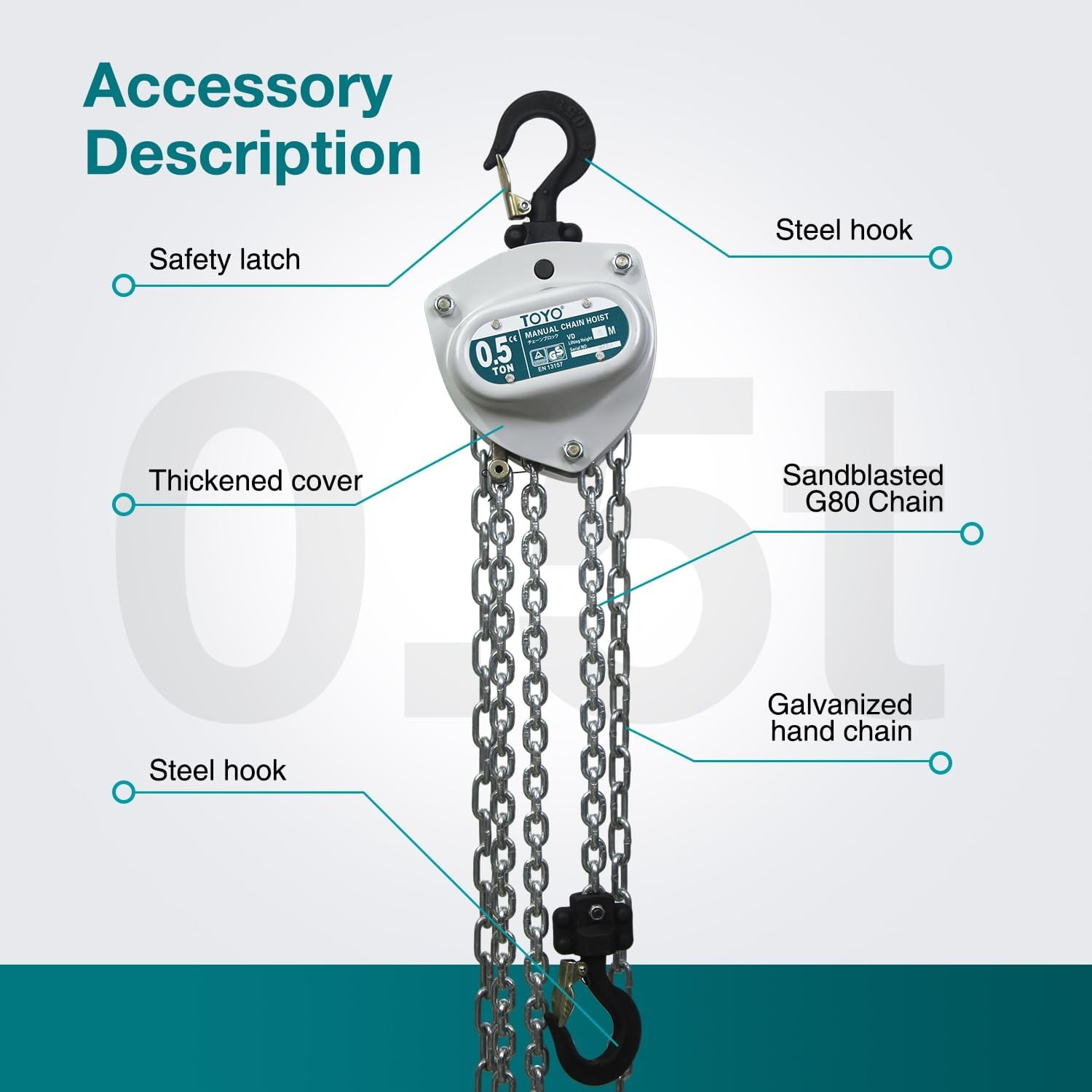 TOYO 550lbs Chain Hoist 1/4 Ton – Mini Hand Hoist with 10FT Chain, for Garage…