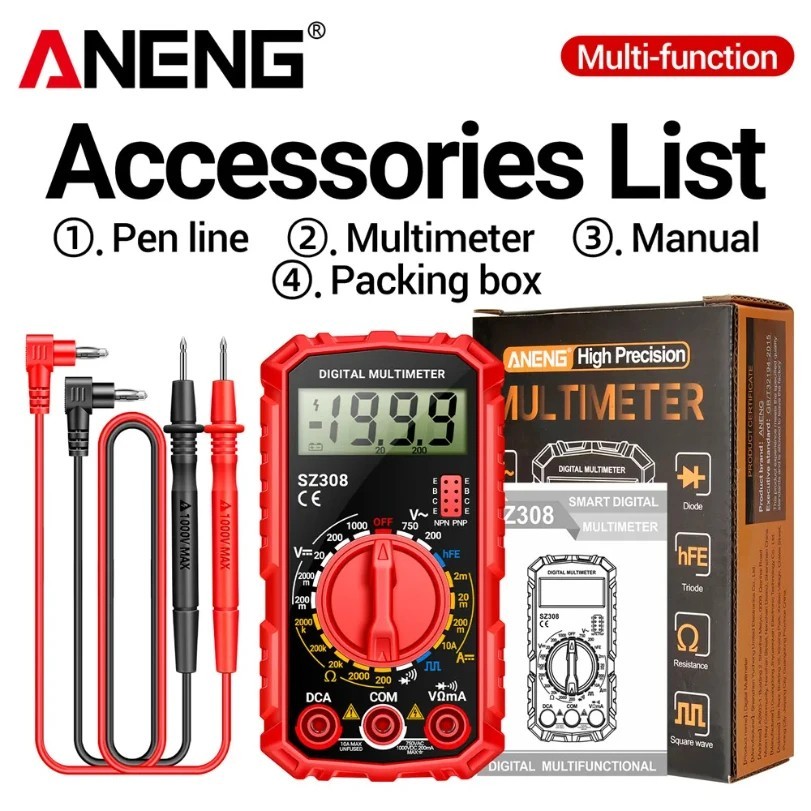SZ308 Digital Multimeter AC/DC Current Meter Voltage Resistance Meter