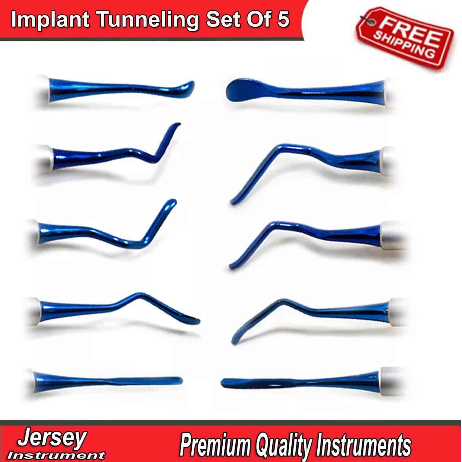 Dental Implant Surgery Tunneling Set Of 5 Tissue Grafting Sinus Lift Instruments