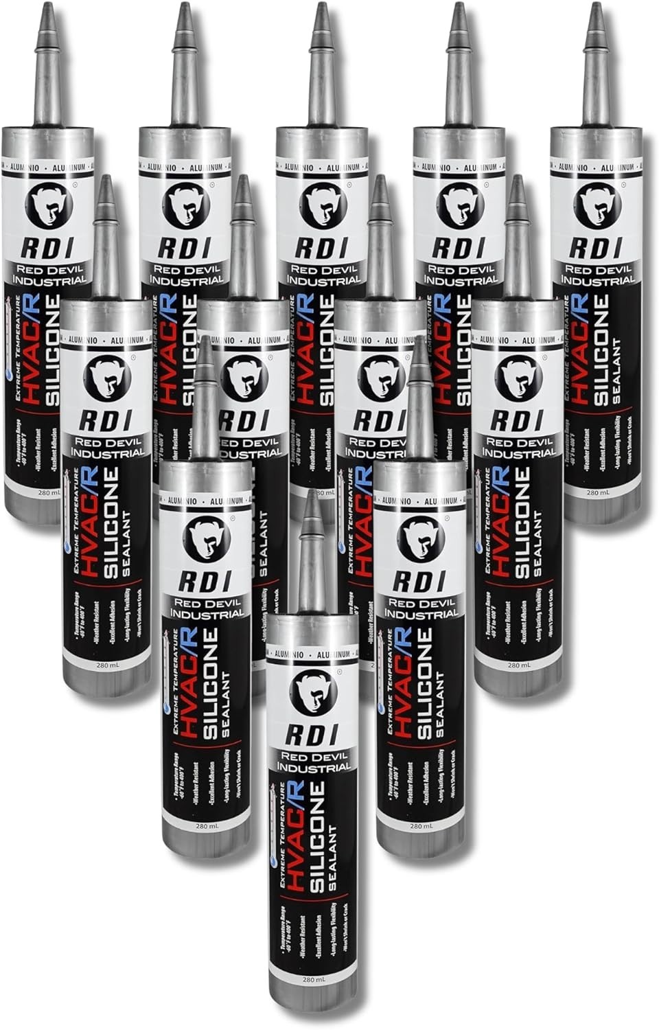 HVAC/R Silicone Sealant 12pk Aluminum Extreme Temp -60F to 400F Waterproof