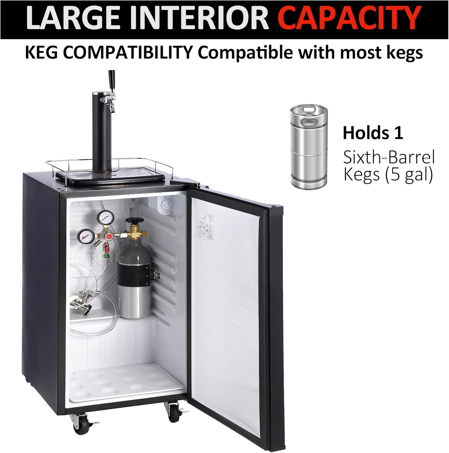 24» Full Size Kegerator Refrigerated Beer Dispenser W Faucet 32°F- 50°F 97/128L