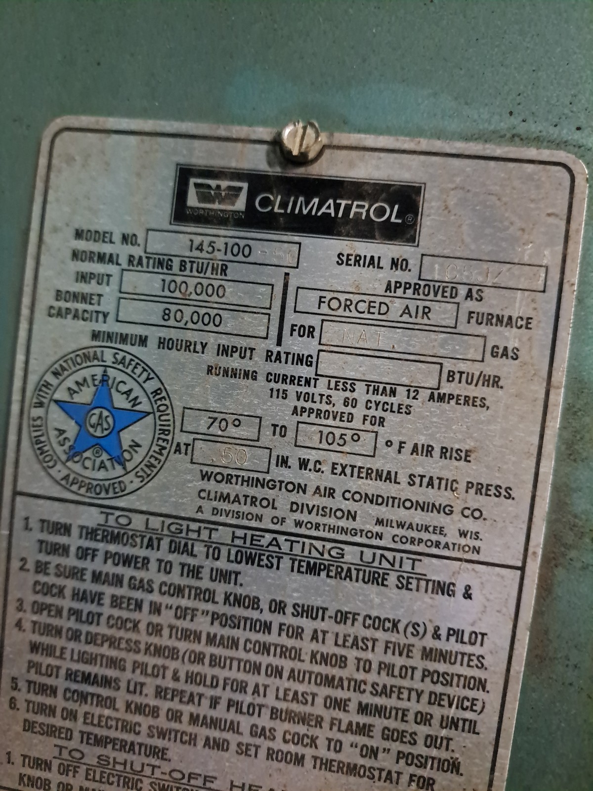 L4068E1005 Honeywell Fan Control, 80° To 120° Adjustable Range Auto or Manual