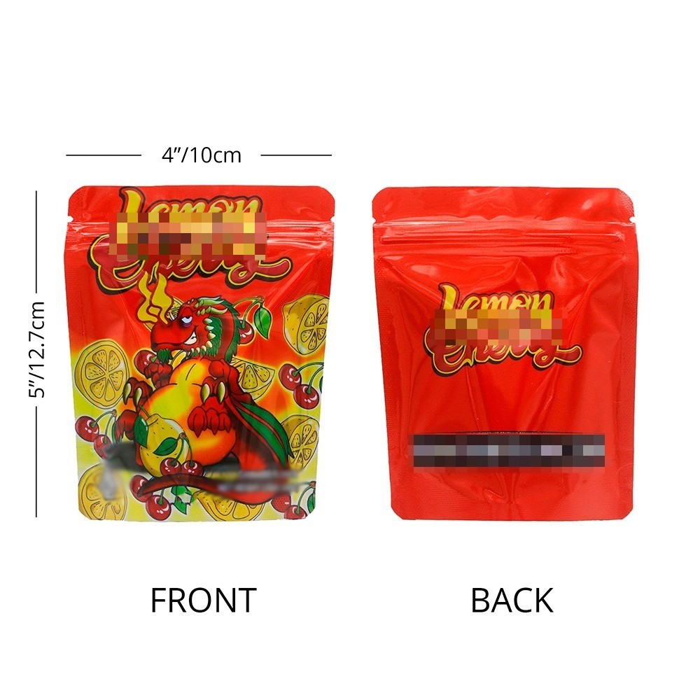 100pcs Foil Food Mylar Bags Smell Proof Resealable 3.5g Zip Seal Stand Up Pouch