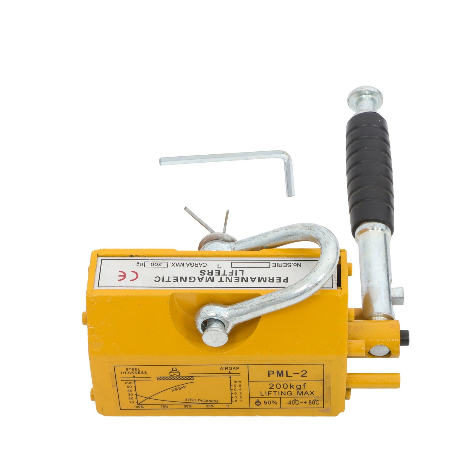 440lbs/200kg Permanent Magnetic Lifter 2.5 Safety Factor Yellow Lifting Magnet