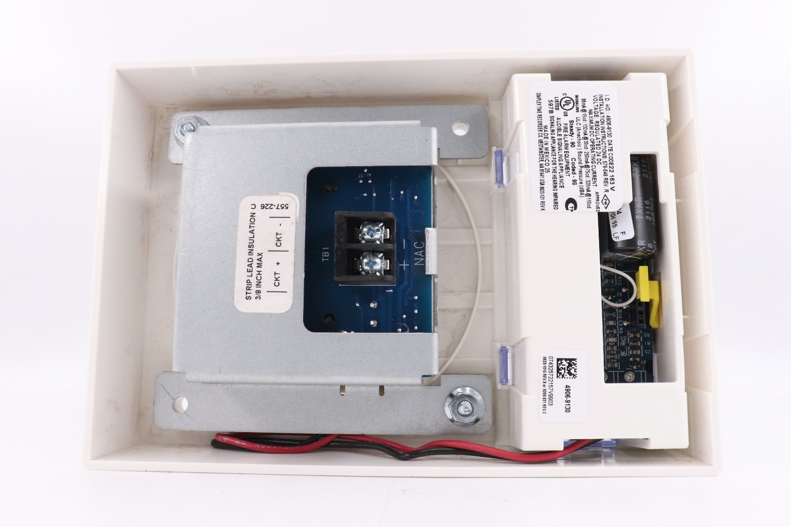 SIMPLEX 4906-9130 A/V M-C NON-ADDRESSABLE CEILING MOUNT HORN STROBE, WHITE