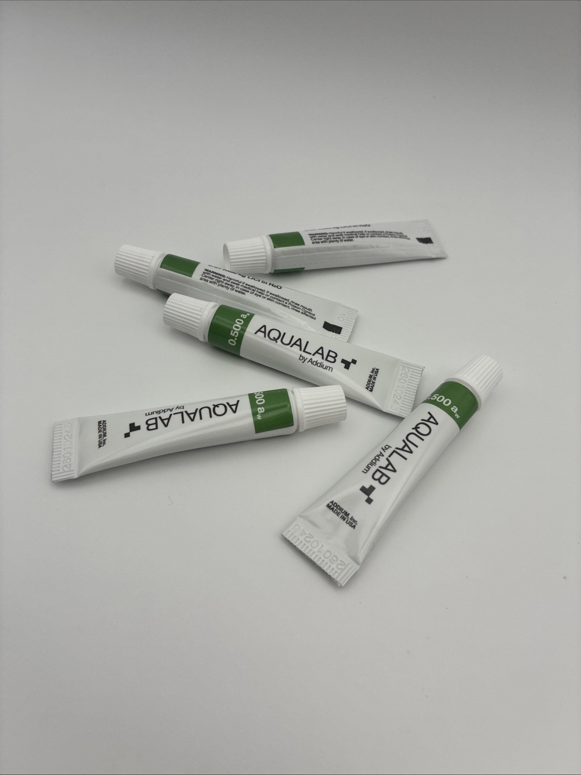 five tubes 0.500 aW Water Activitiy Standard 10 26 Expiry