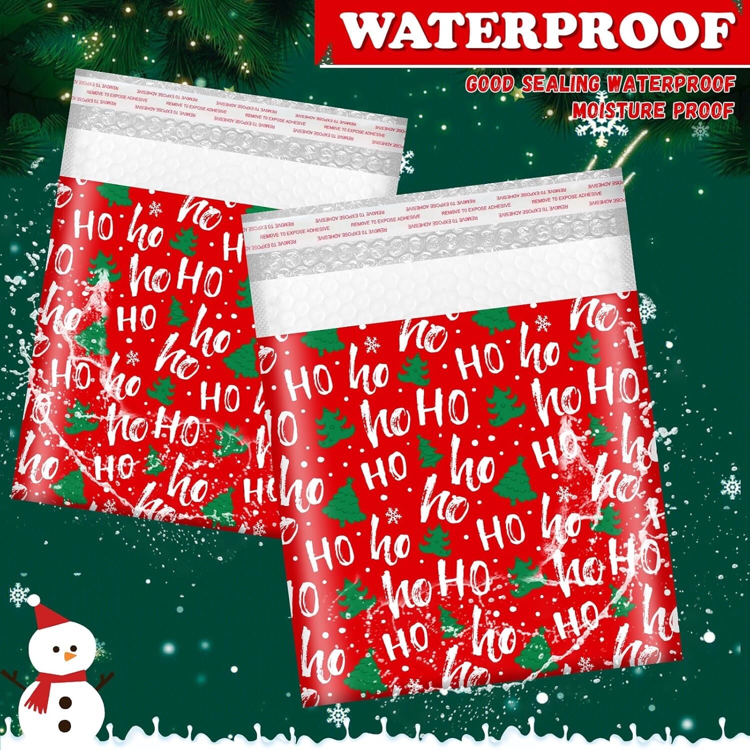 50 Pcs Christmas Poly Bubble Mailers Christmas Padded Envelopes 8.27 x 9.45 Inch