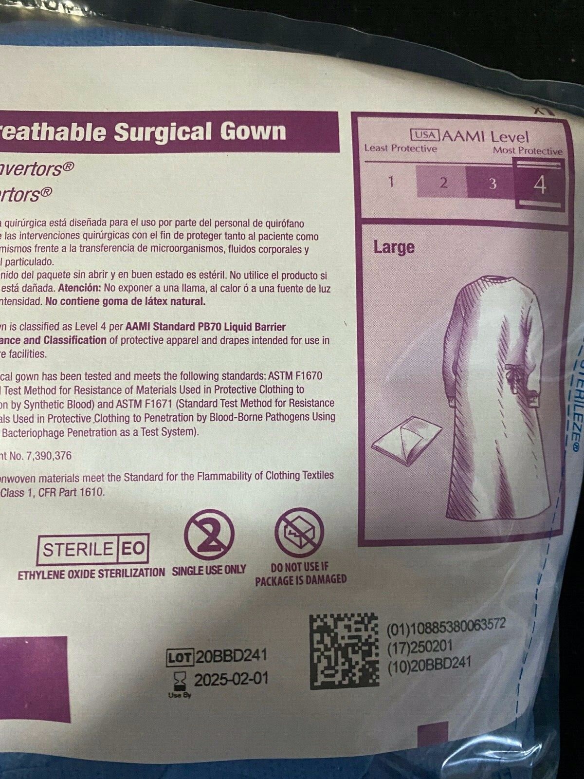 Cardinal Health 89015 SmartGown Level 4 Sterile Surgical Gown Lg Case 20
