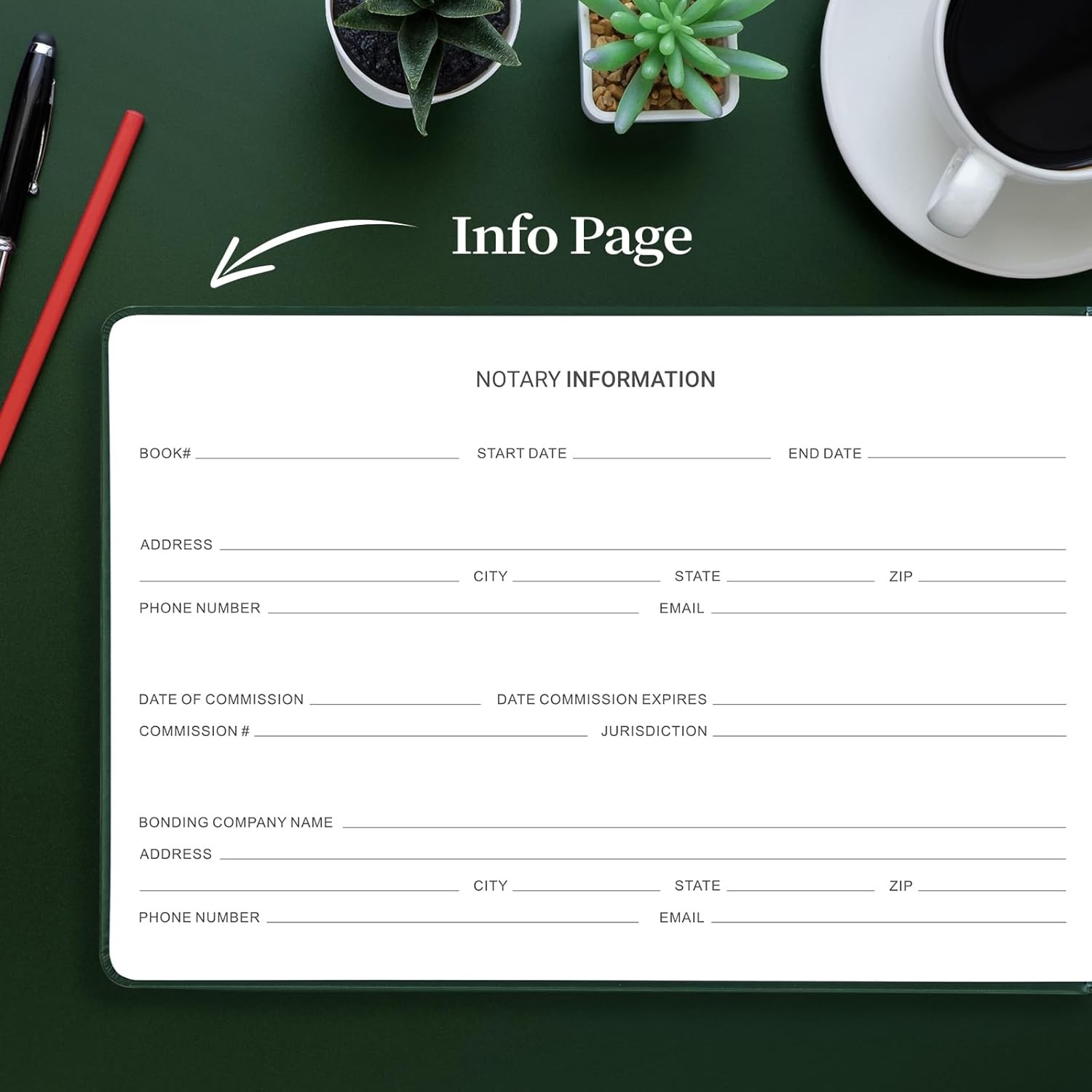 JUBTIC Notary Journal Log Book – Public of 10×7, Dark Green