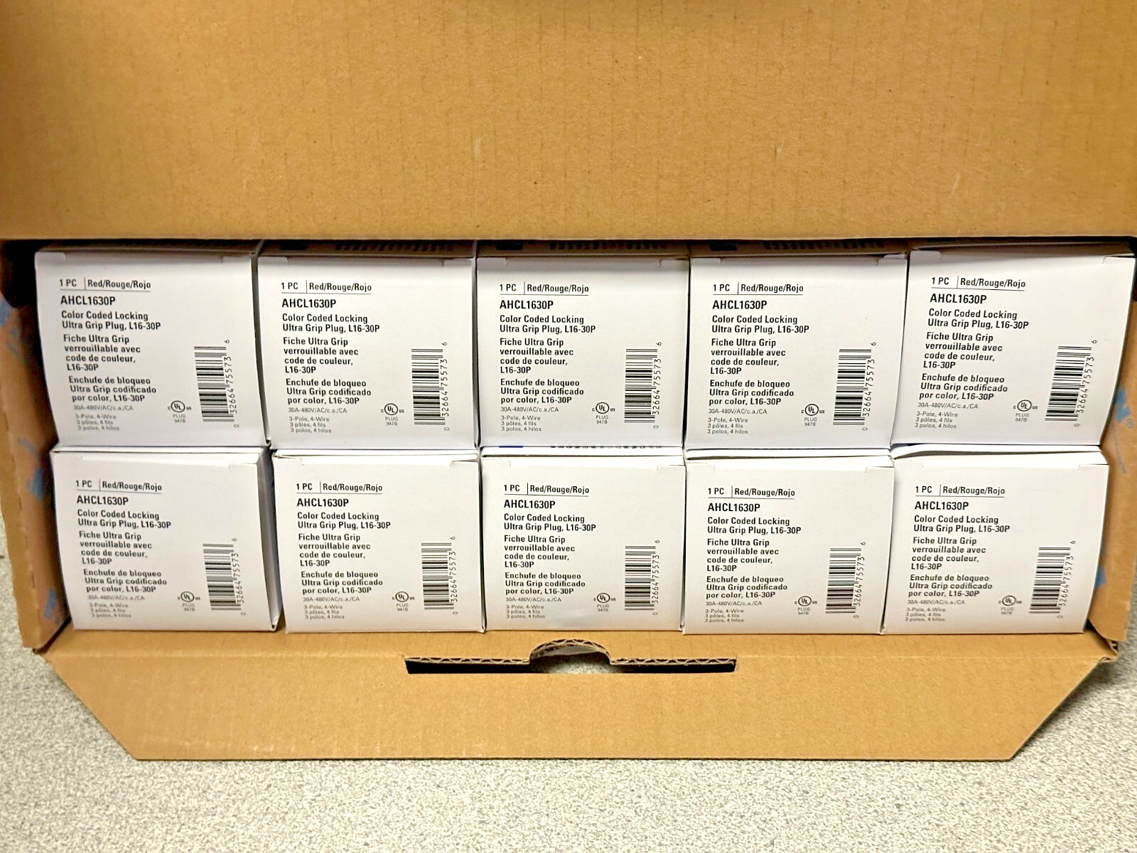 10 NEW Eaton AHCL1630P Red Locking Plugs NEMA L16-30P 30A 480V 3 Phase 3P4W
