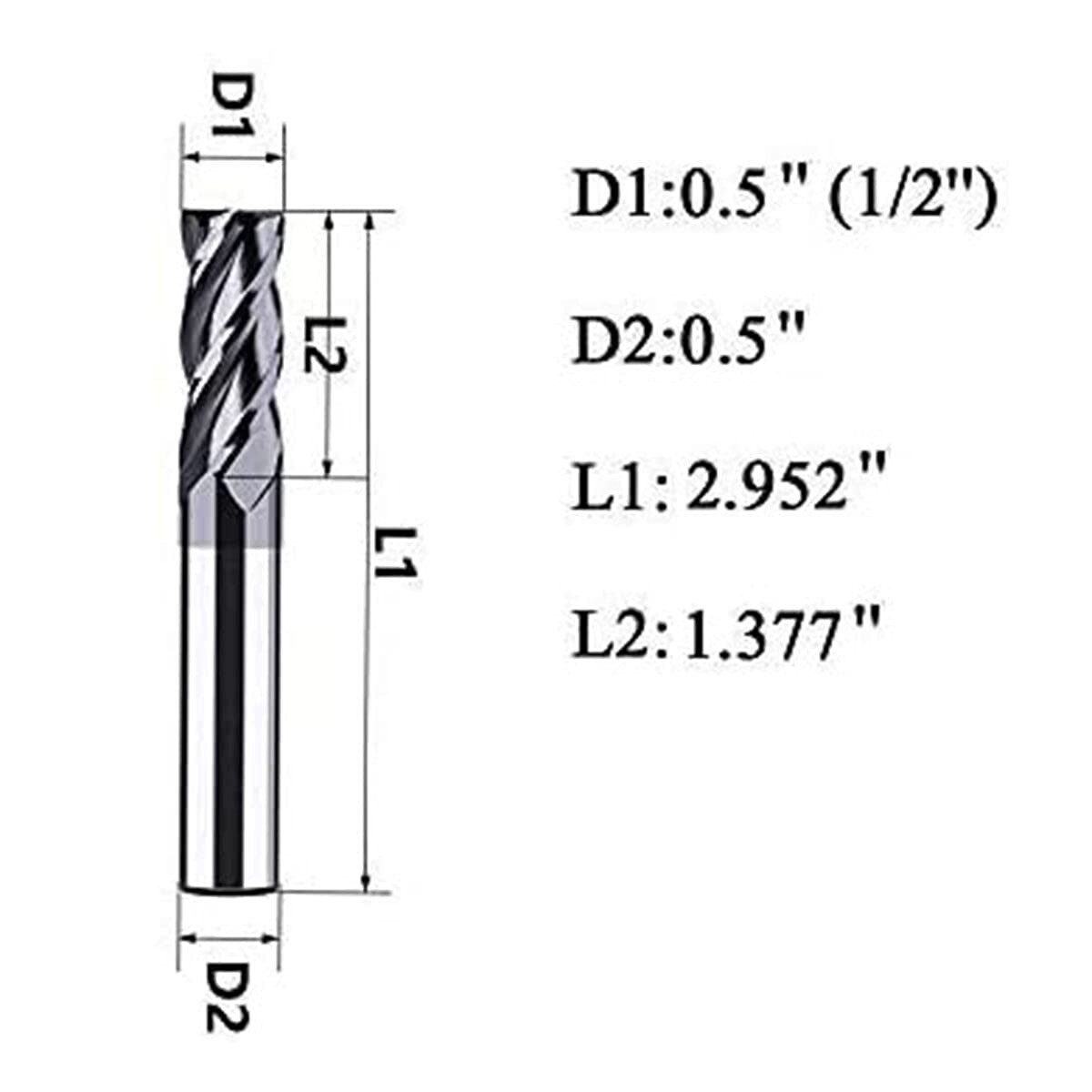 5PCS 1/2 ” 4 FLUTE LONG CARBIDE END MILL – TiALN COATED